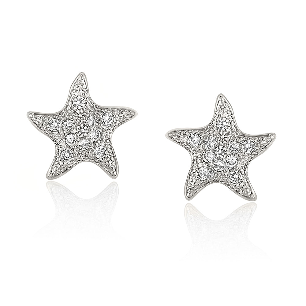 Star Fish Stud Earrings with Cubic Zirconia (CZ)