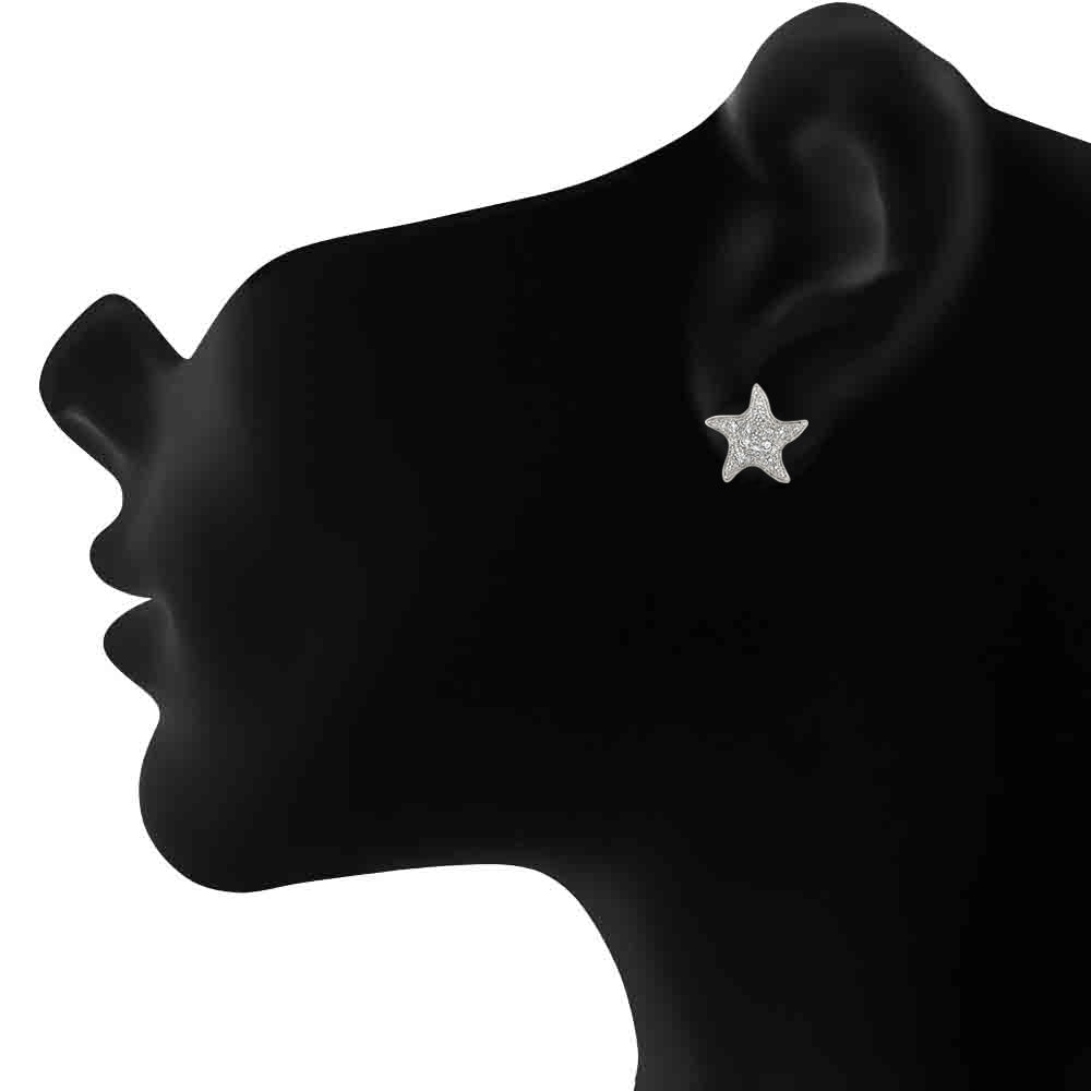 Star Fish Stud Earrings with Cubic Zirconia (CZ)