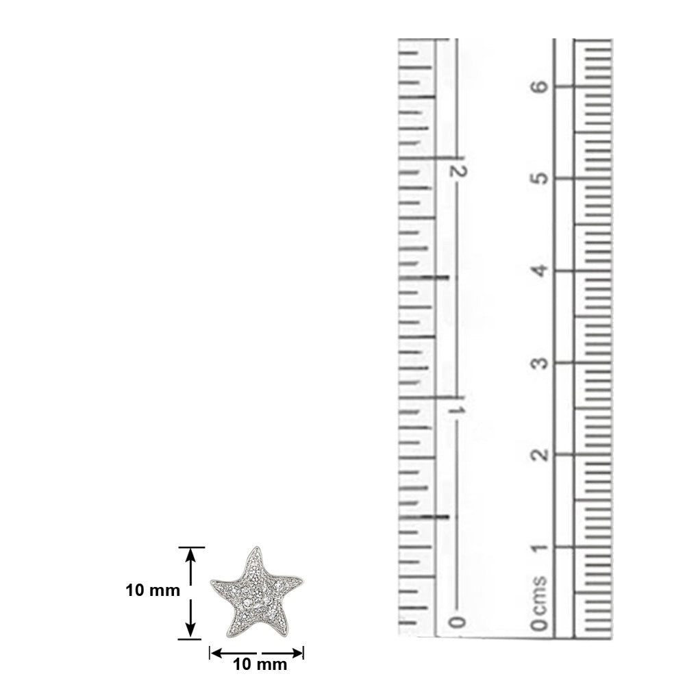 Star Fish Stud Earrings with Cubic Zirconia (CZ)