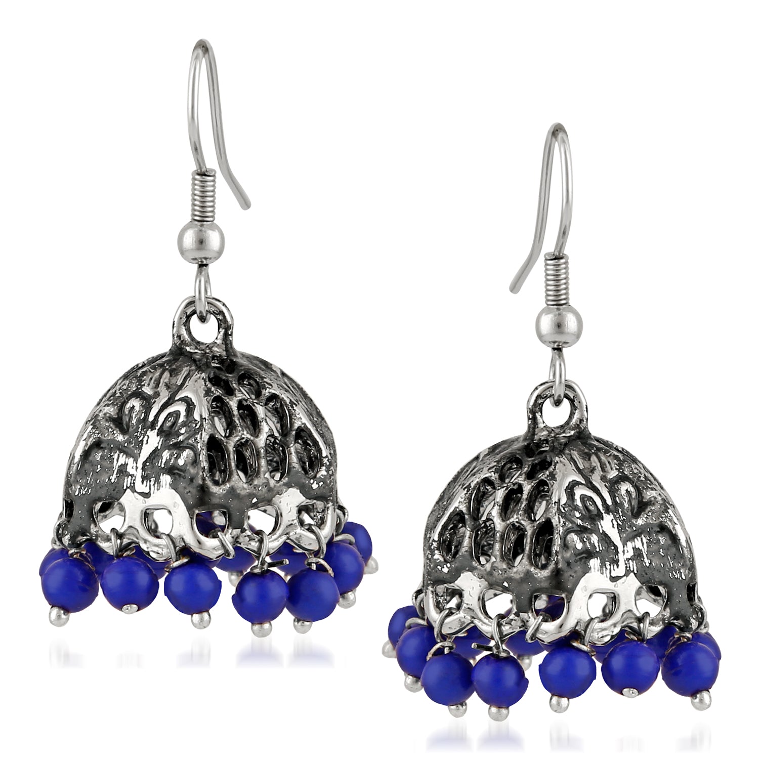 Oxidised Ethnic Jhumki Earrings with Beads