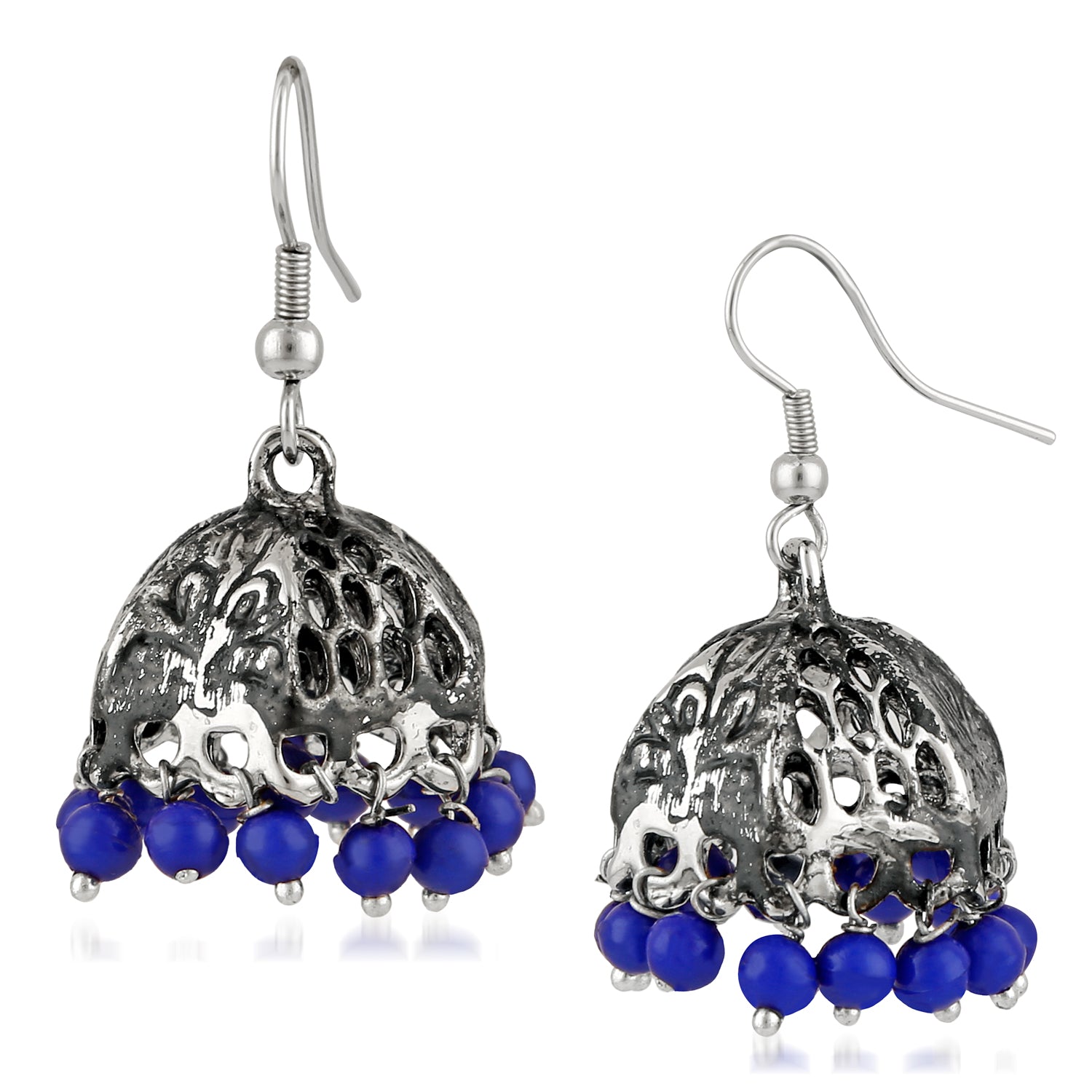 Oxidised Ethnic Jhumki Earrings with Beads