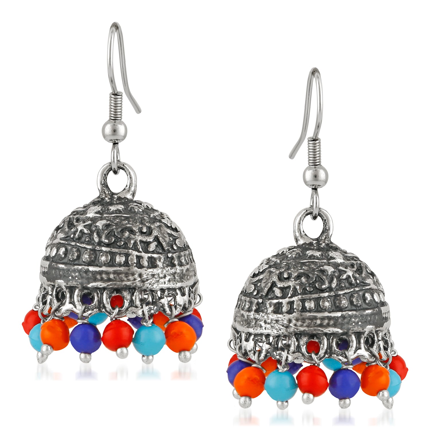 Oxidised Ethnic Jhumki Earrings with Beads