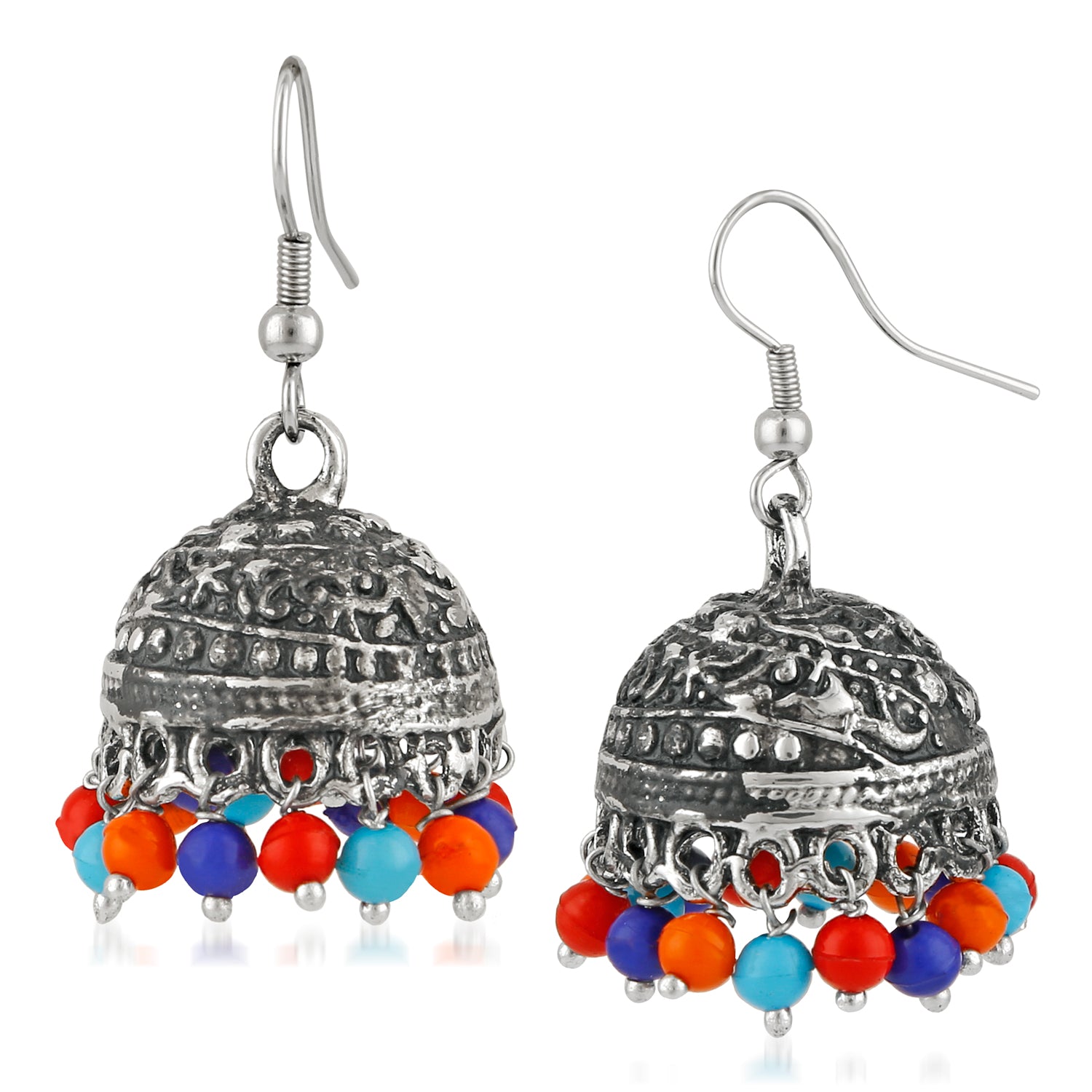 Oxidised Ethnic Jhumki Earrings with Beads