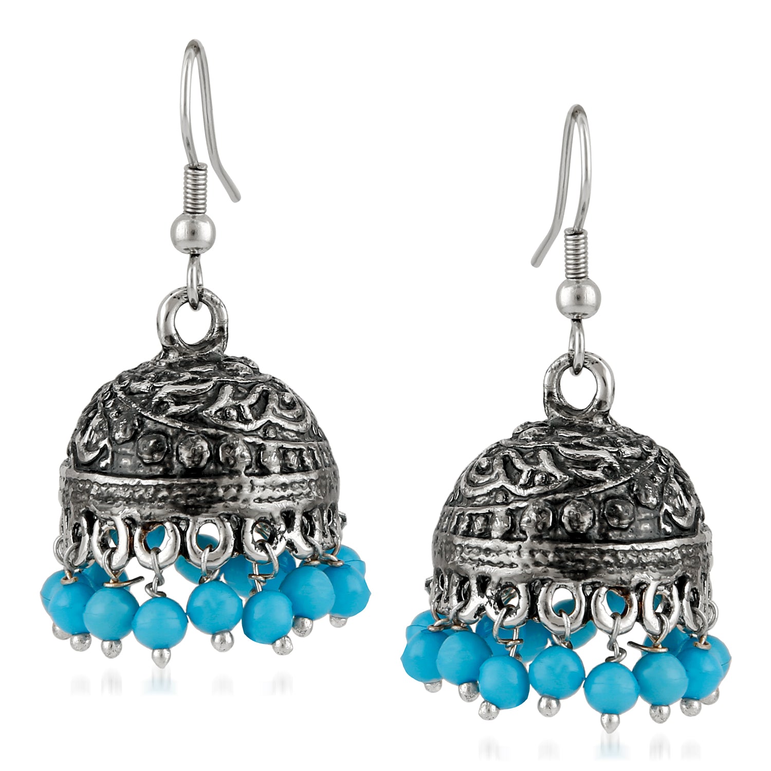 Oxidised Ethnic Jhumki Earrings with Beads