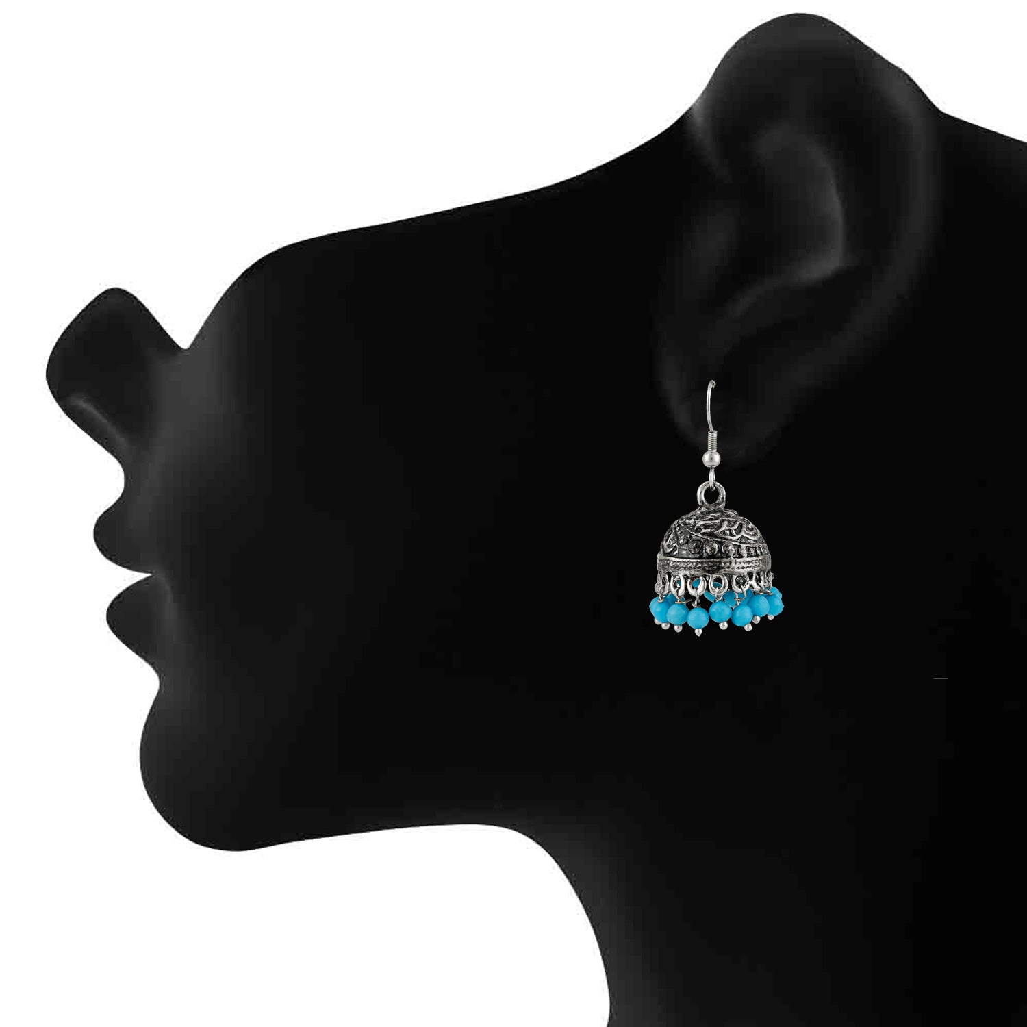 Oxidised Ethnic Jhumki Earrings with Beads