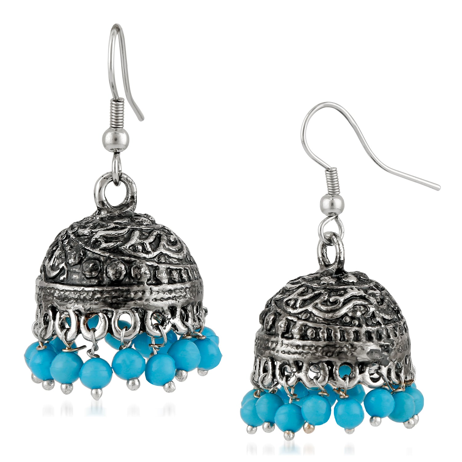 Oxidised Ethnic Jhumki Earrings with Beads