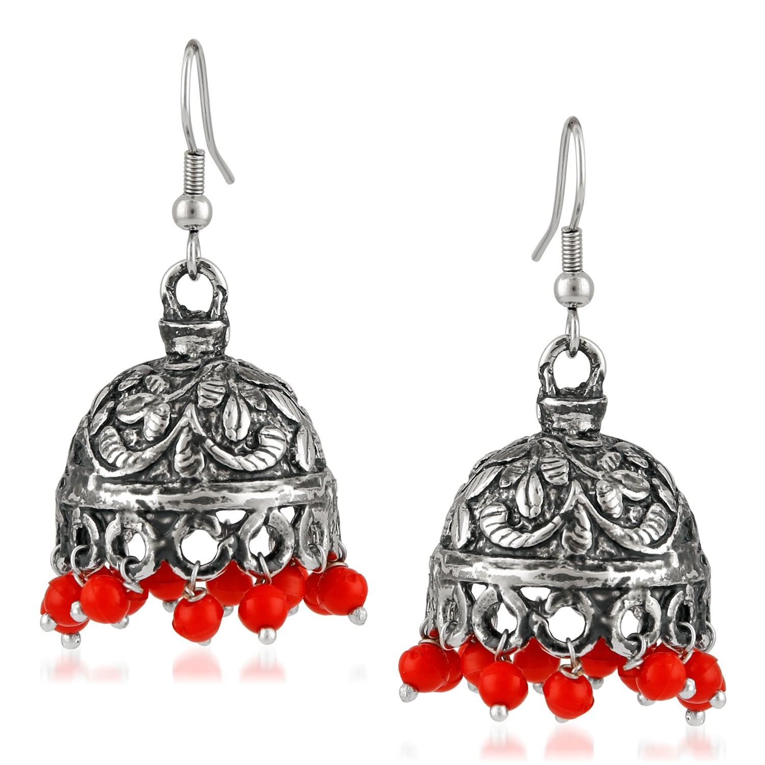 Oxidised Ethnic Jhumki Earrings with Beads