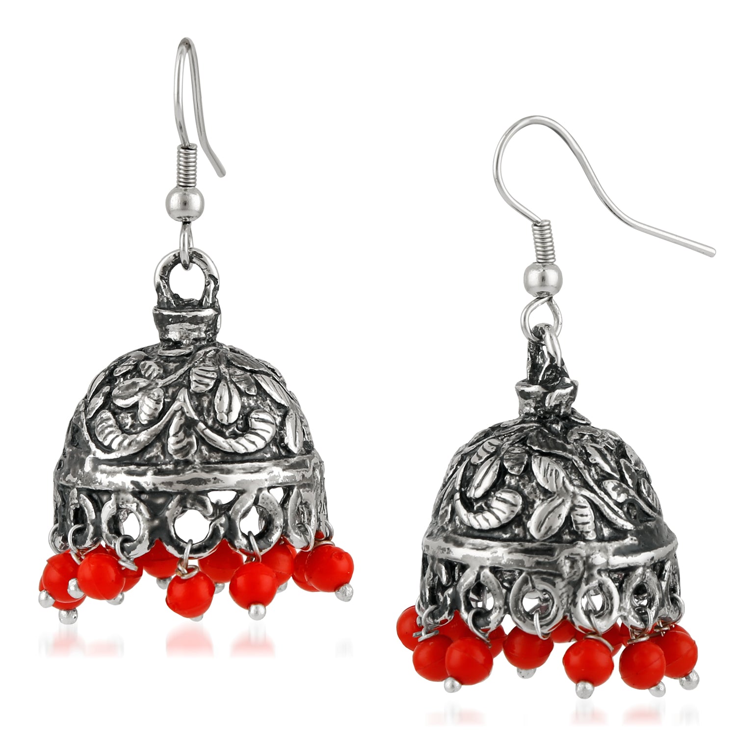 Oxidised Ethnic Jhumki Earrings with Beads