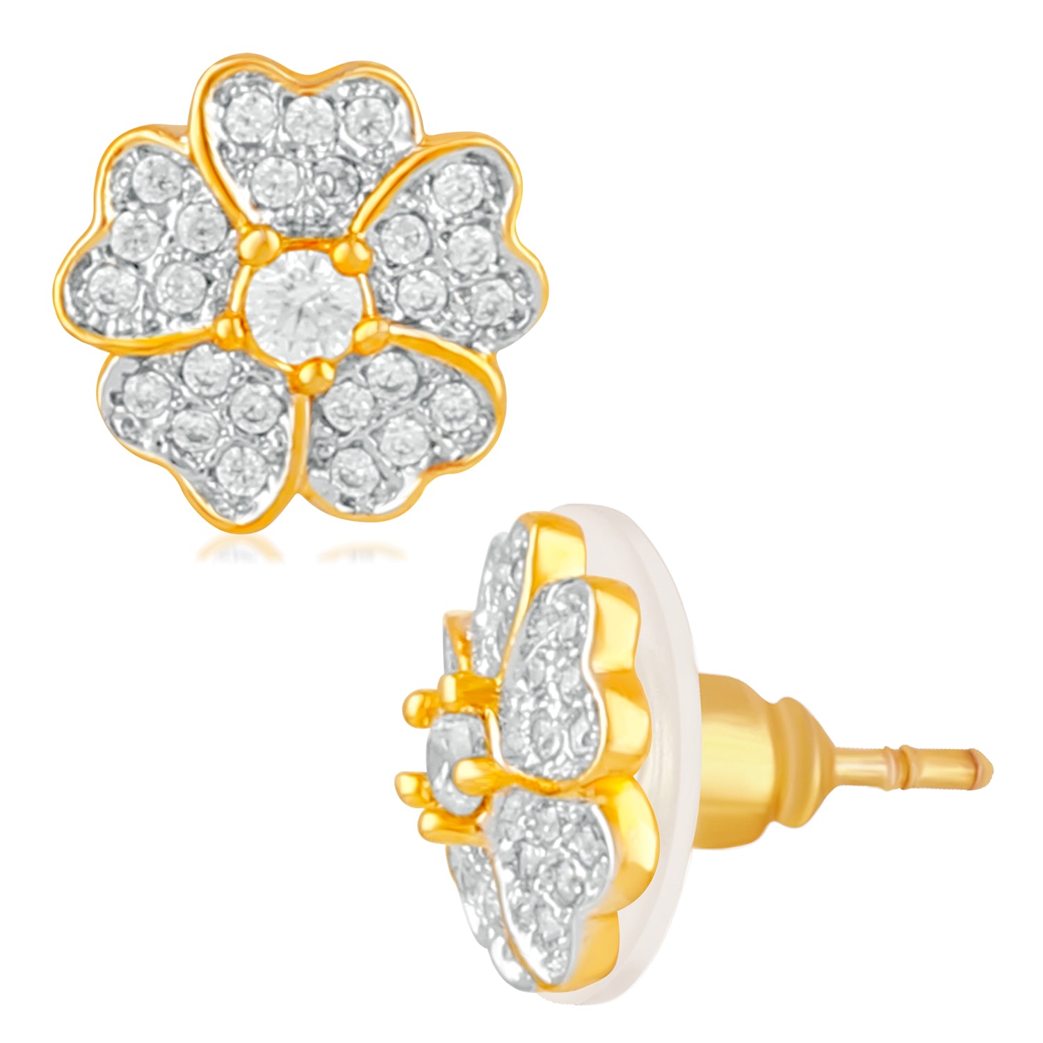 Flowery Cubic Zirconia Stud Earrings