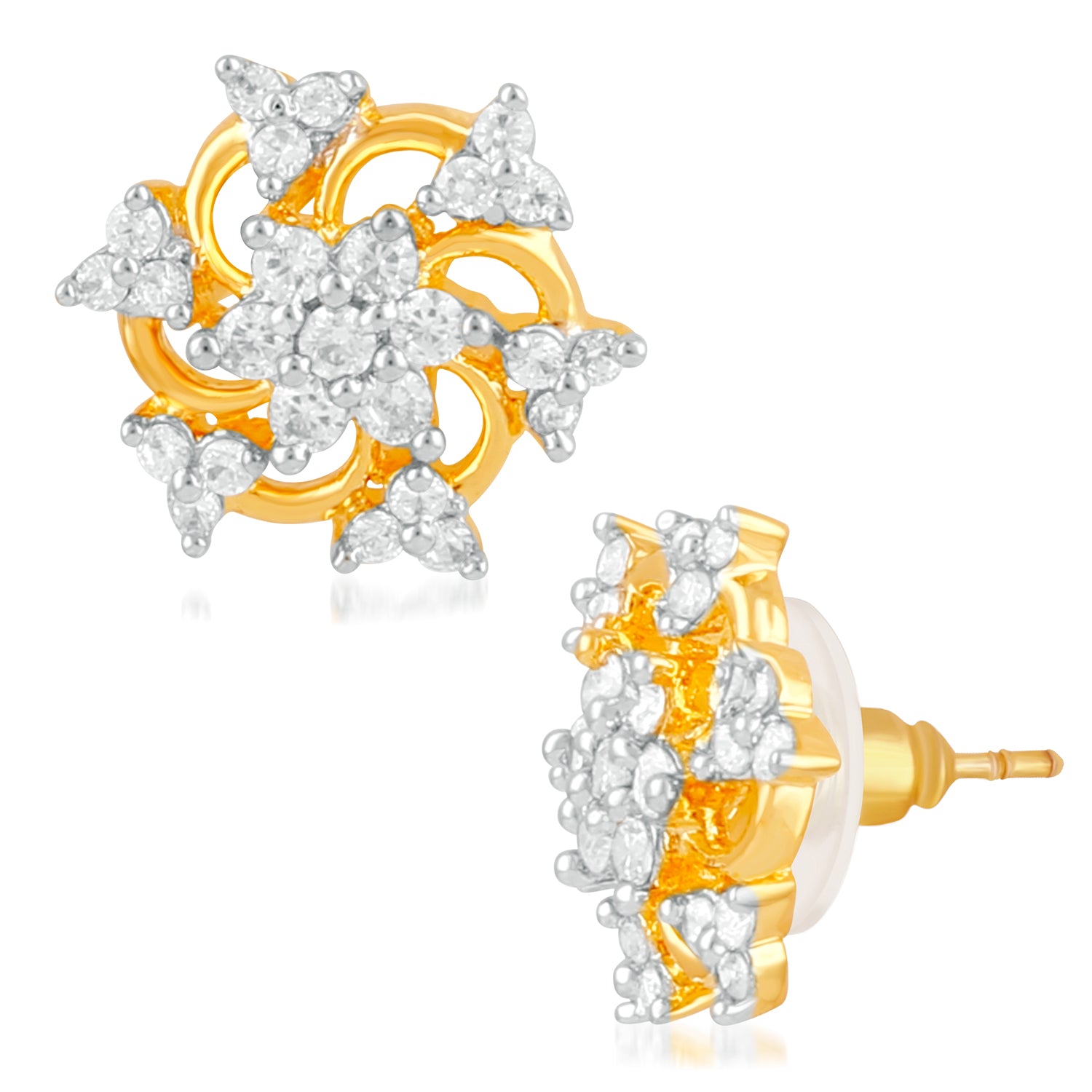 Spiral design Flowery Stud Earrings