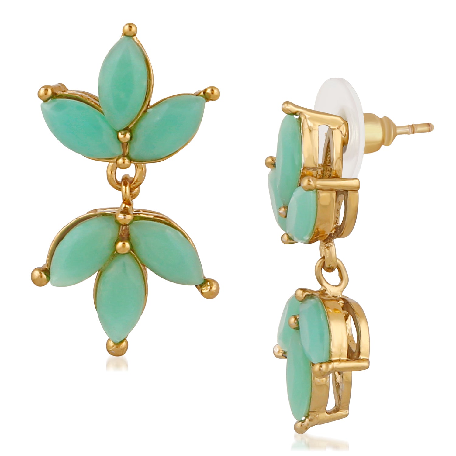 Mesmerising Dangler Carrot green crystal Earrings