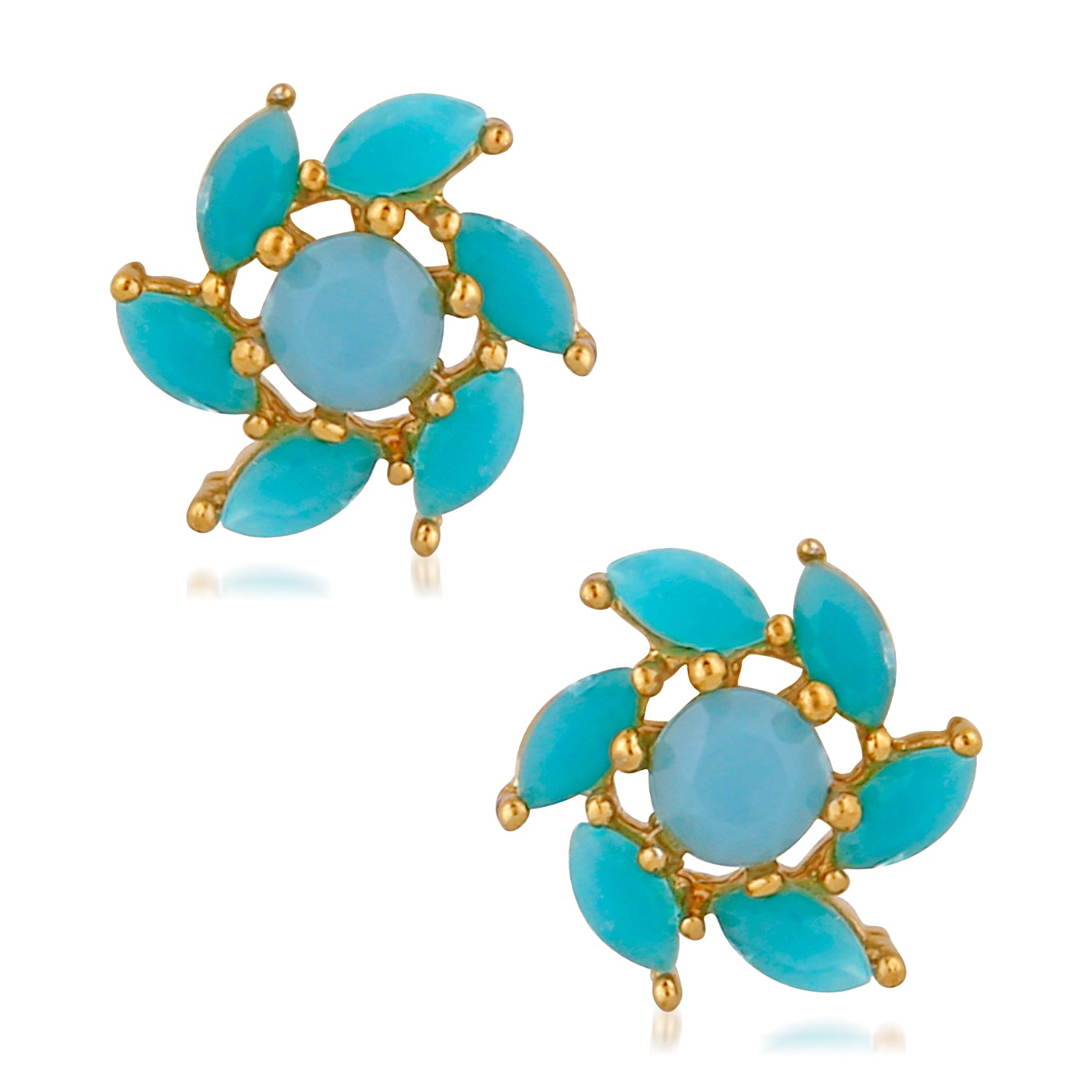 Floral Love Carrot blue crystal stud earrings