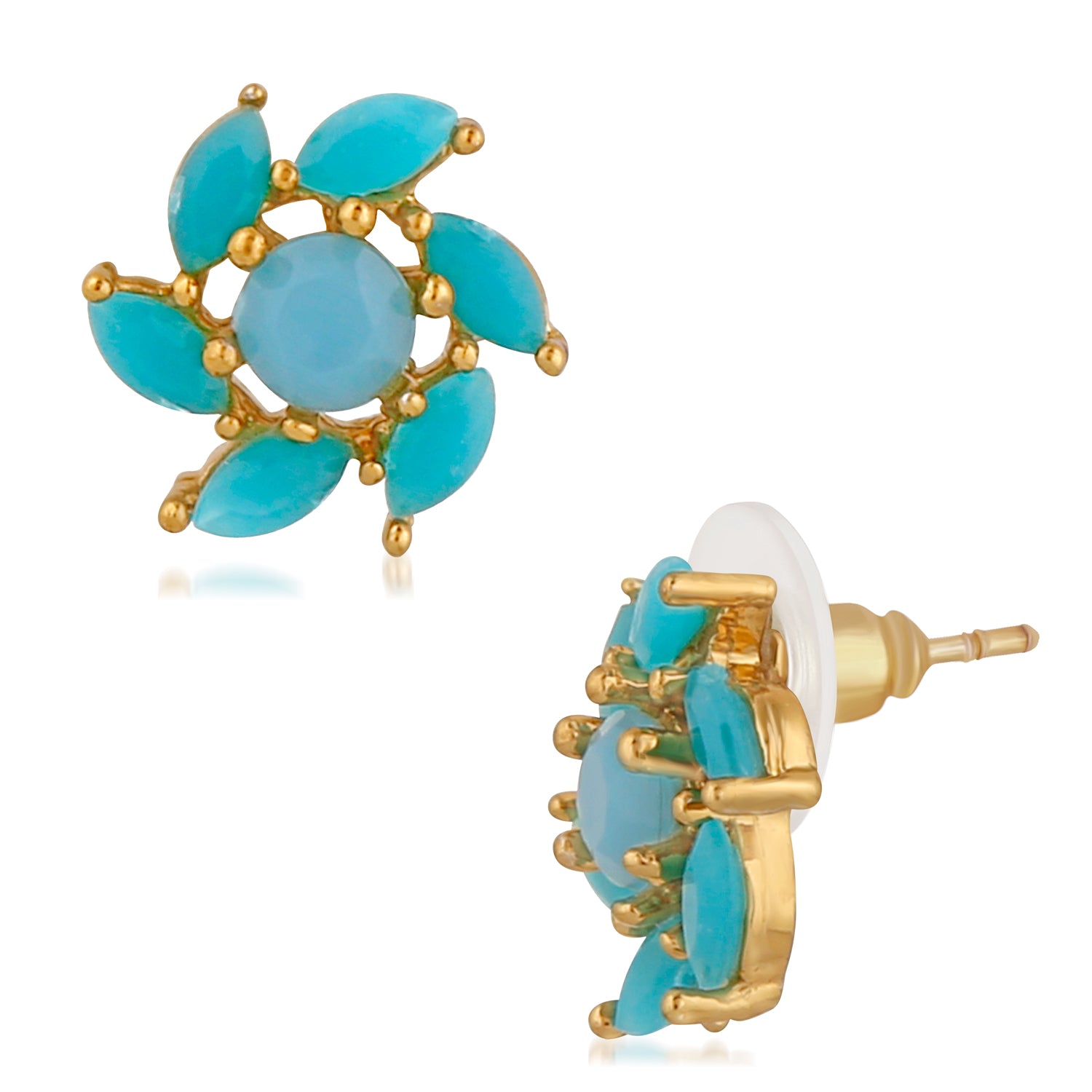 Floral Love Carrot blue crystal stud earrings