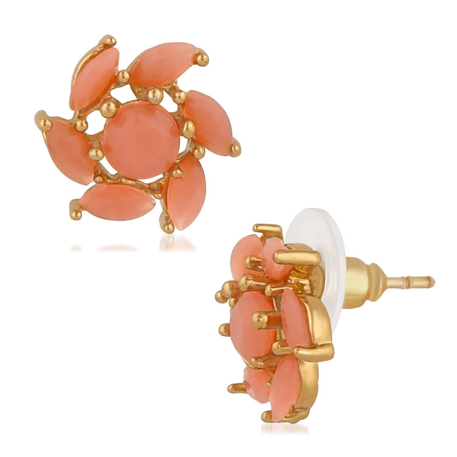 Floral Love Carrot blue crystal stud earrings