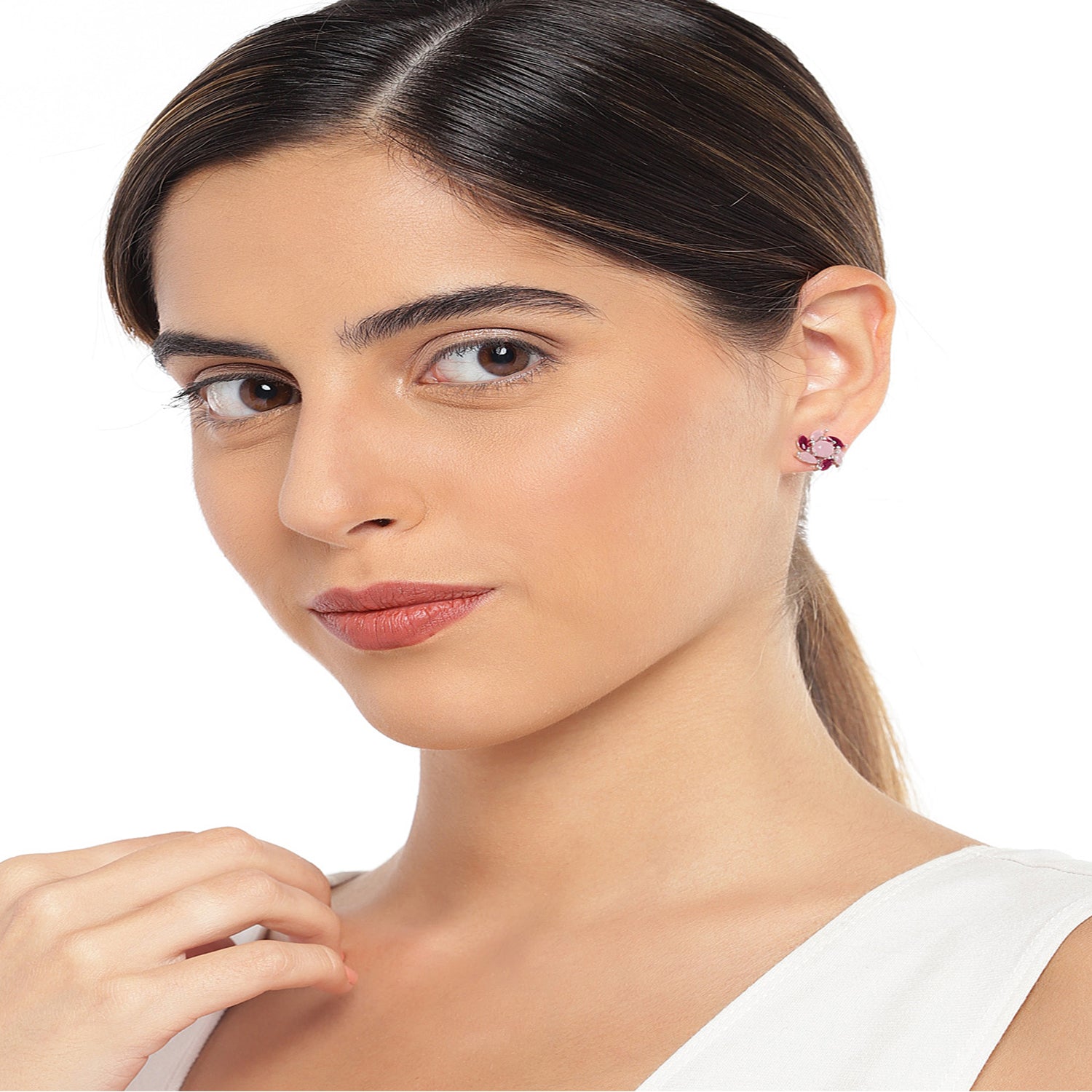 Floral Love Carrot blue crystal stud earrings