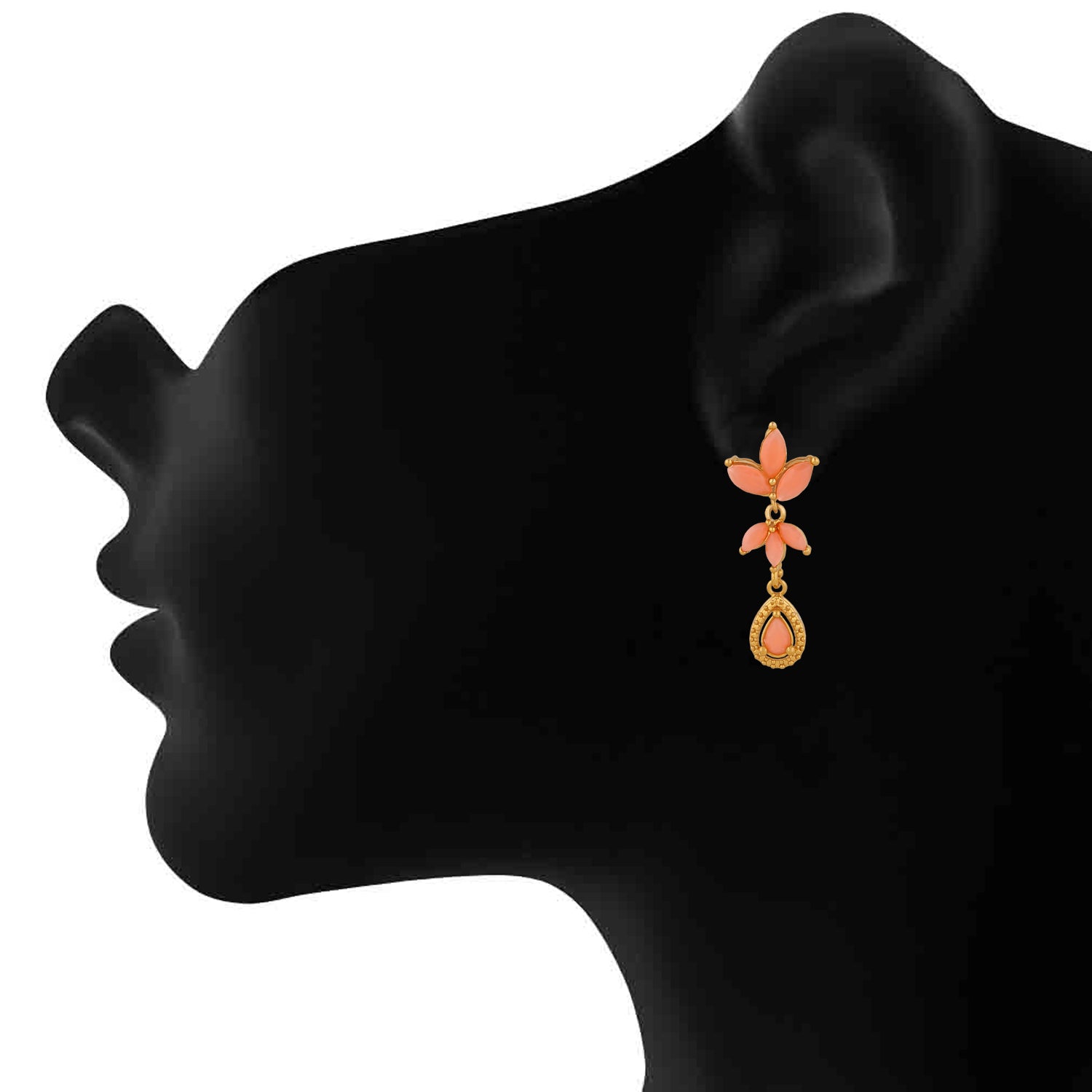 Classic Designer Carrot pink crystals dangler earrings