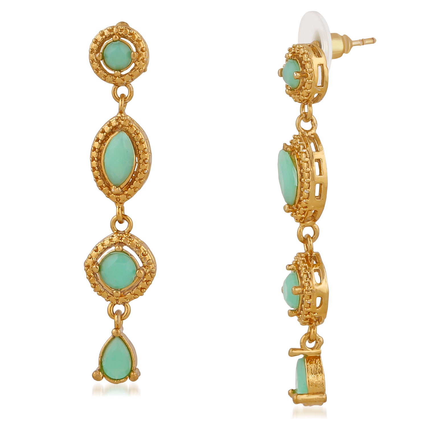 Alluring Carrot green crystal dangler earrings