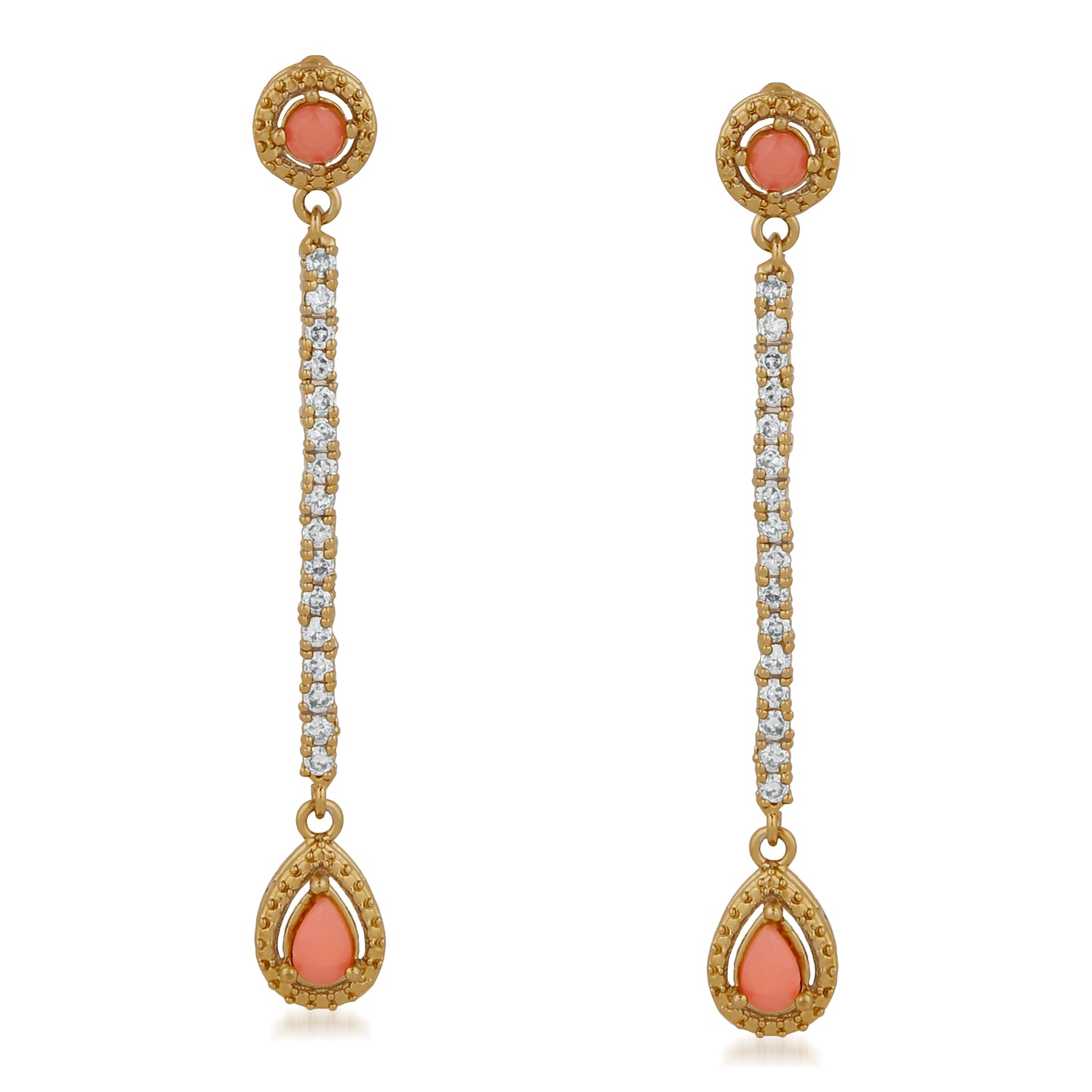 Classic Delicate carrot pink crystal Dangler earrings