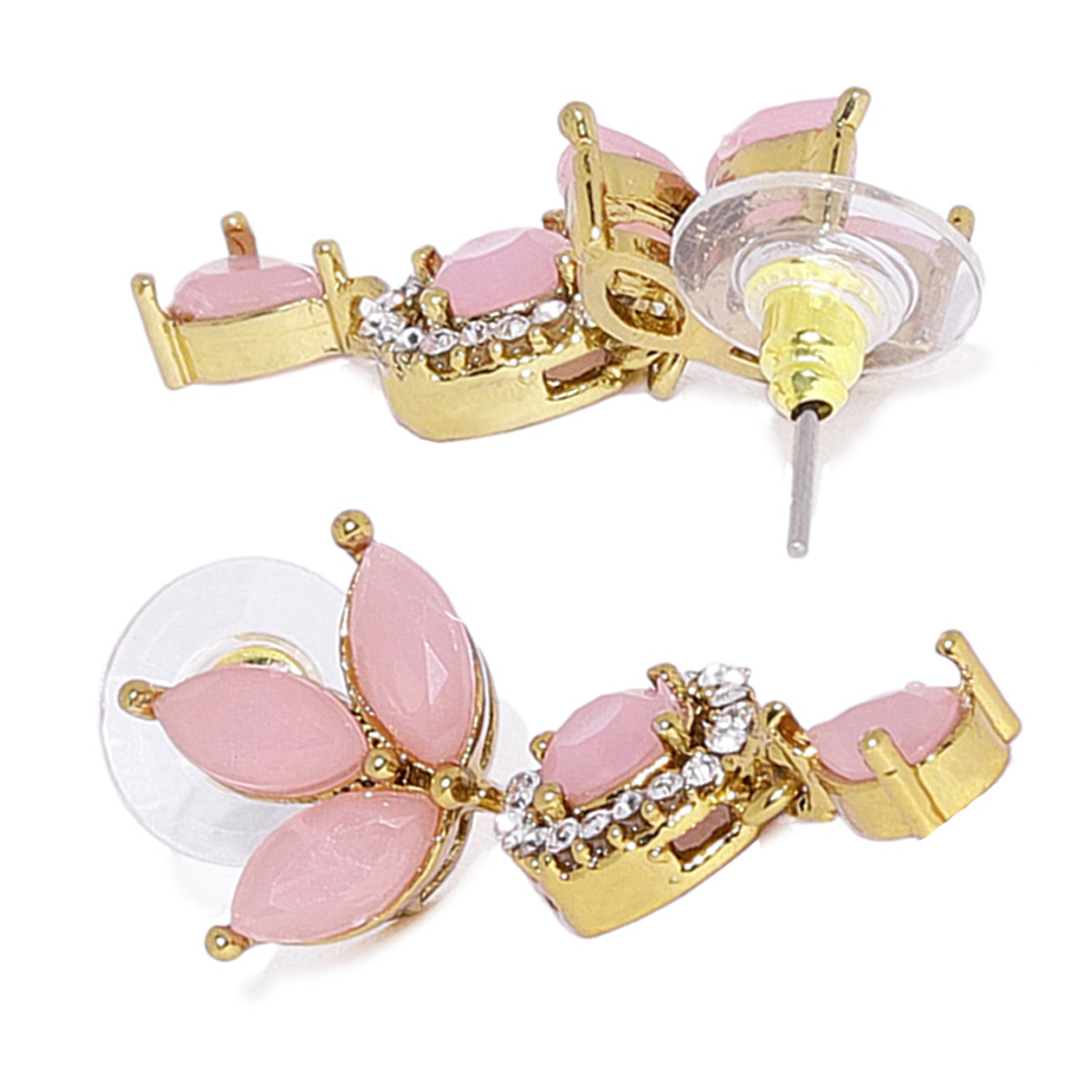 Pretty mint pink crystals dangler earrings