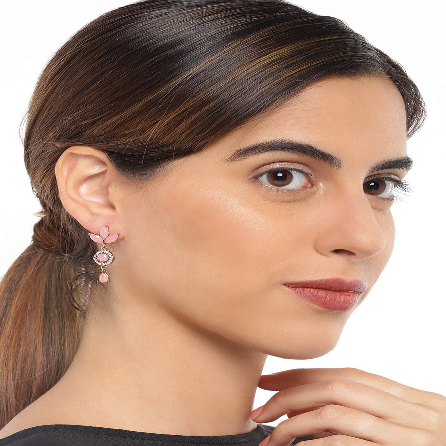 Pretty mint pink crystals dangler earrings