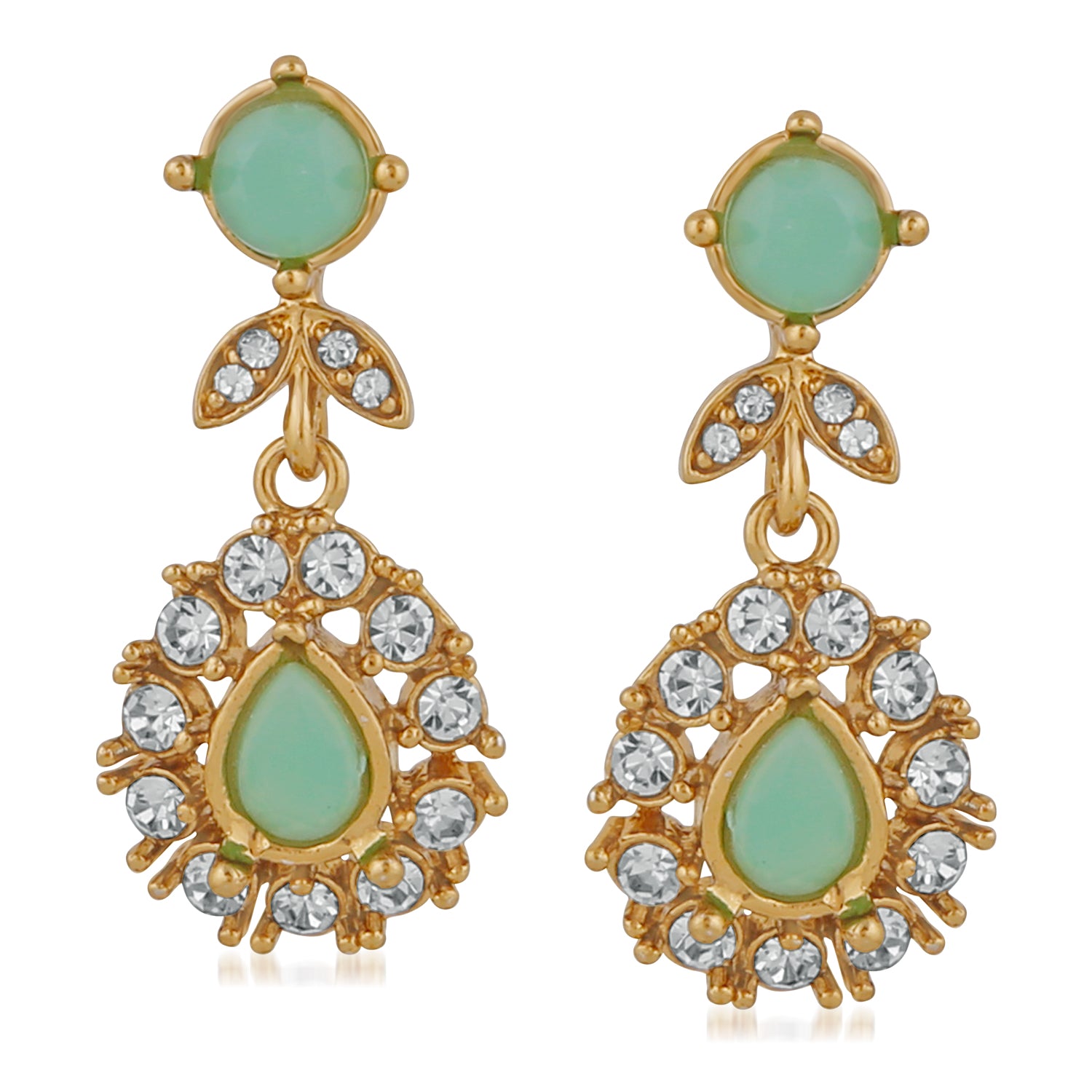 Stylish Carrot green crystals dangler earrings