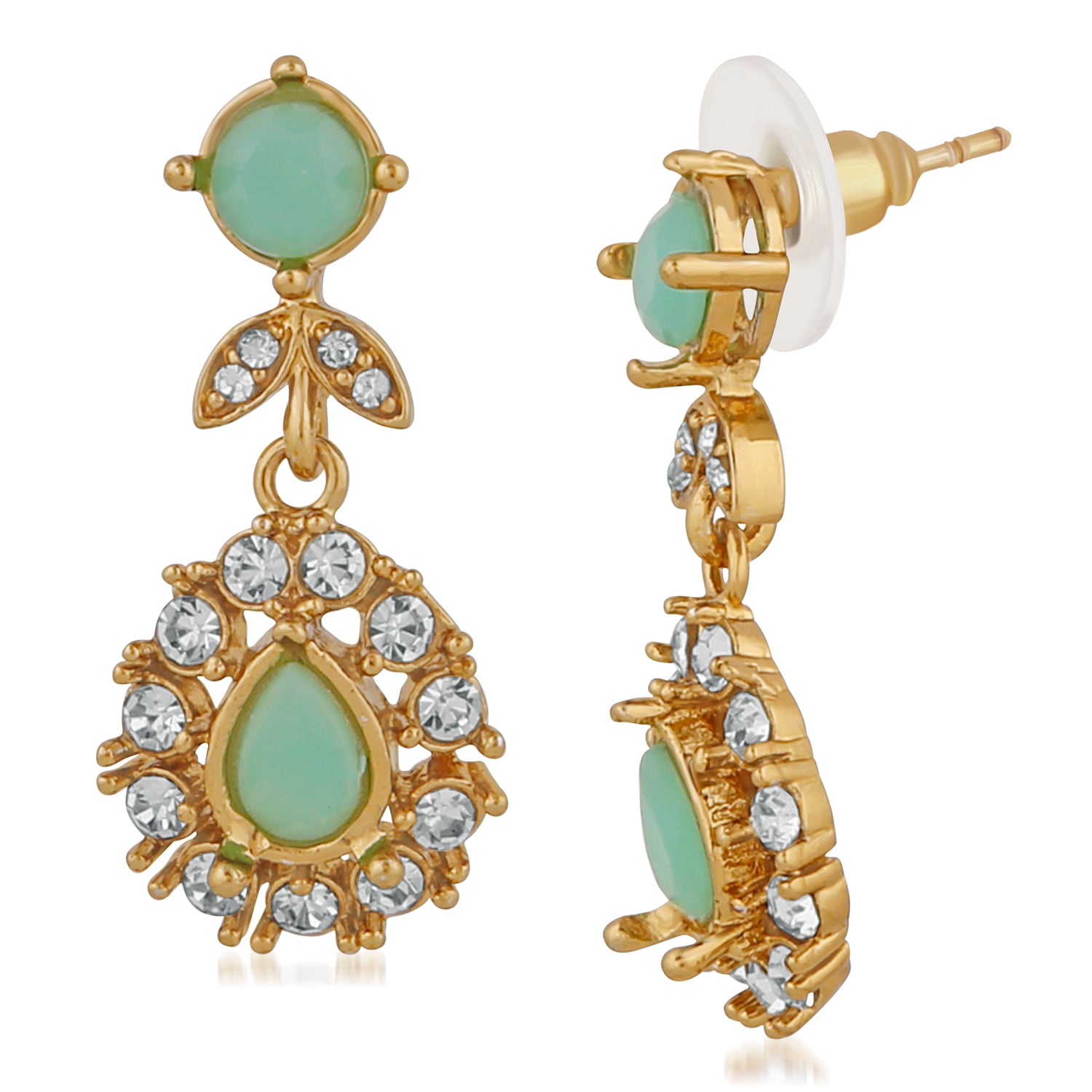 Stylish Carrot green crystals dangler earrings