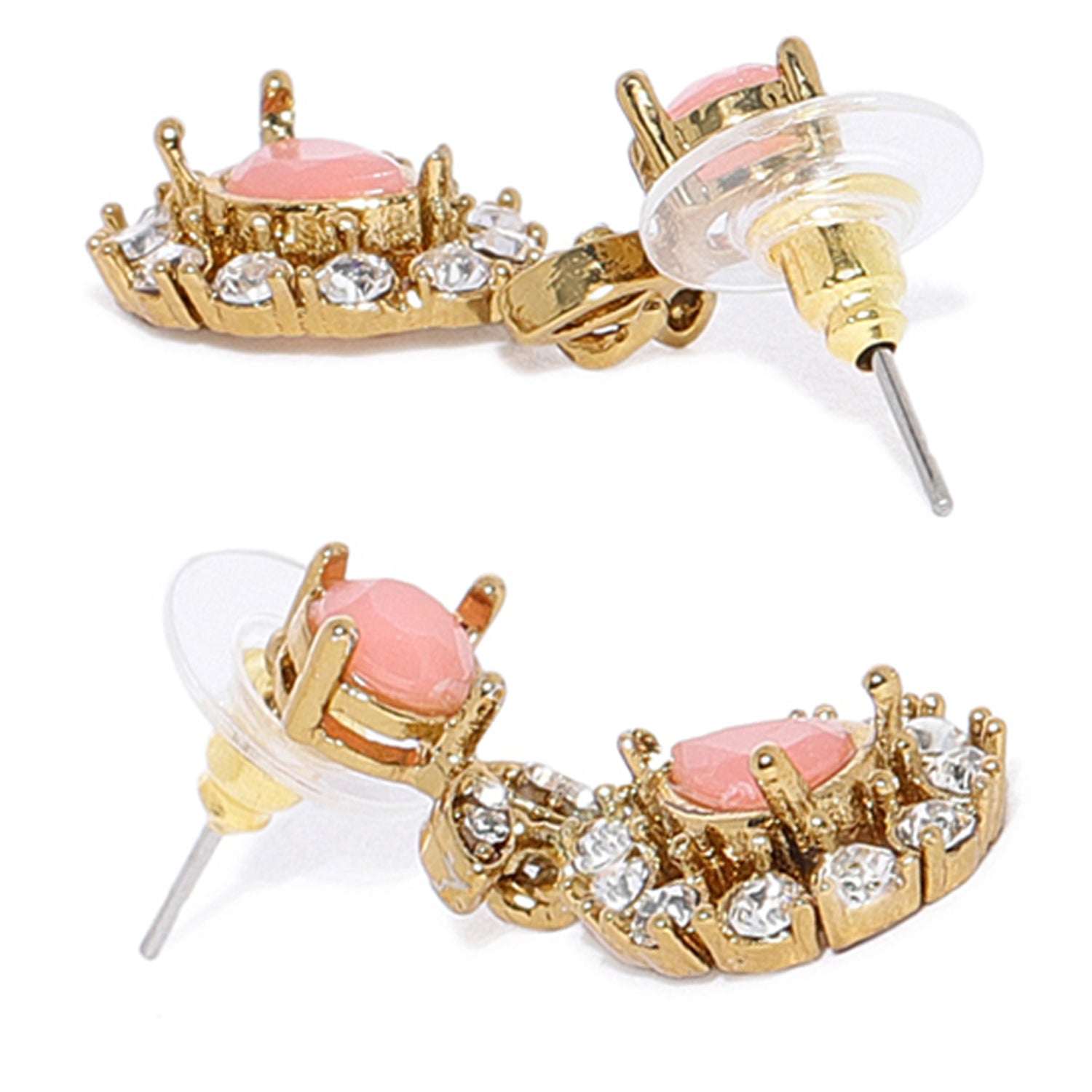 Stylish carrot pink crystals dangler earrings