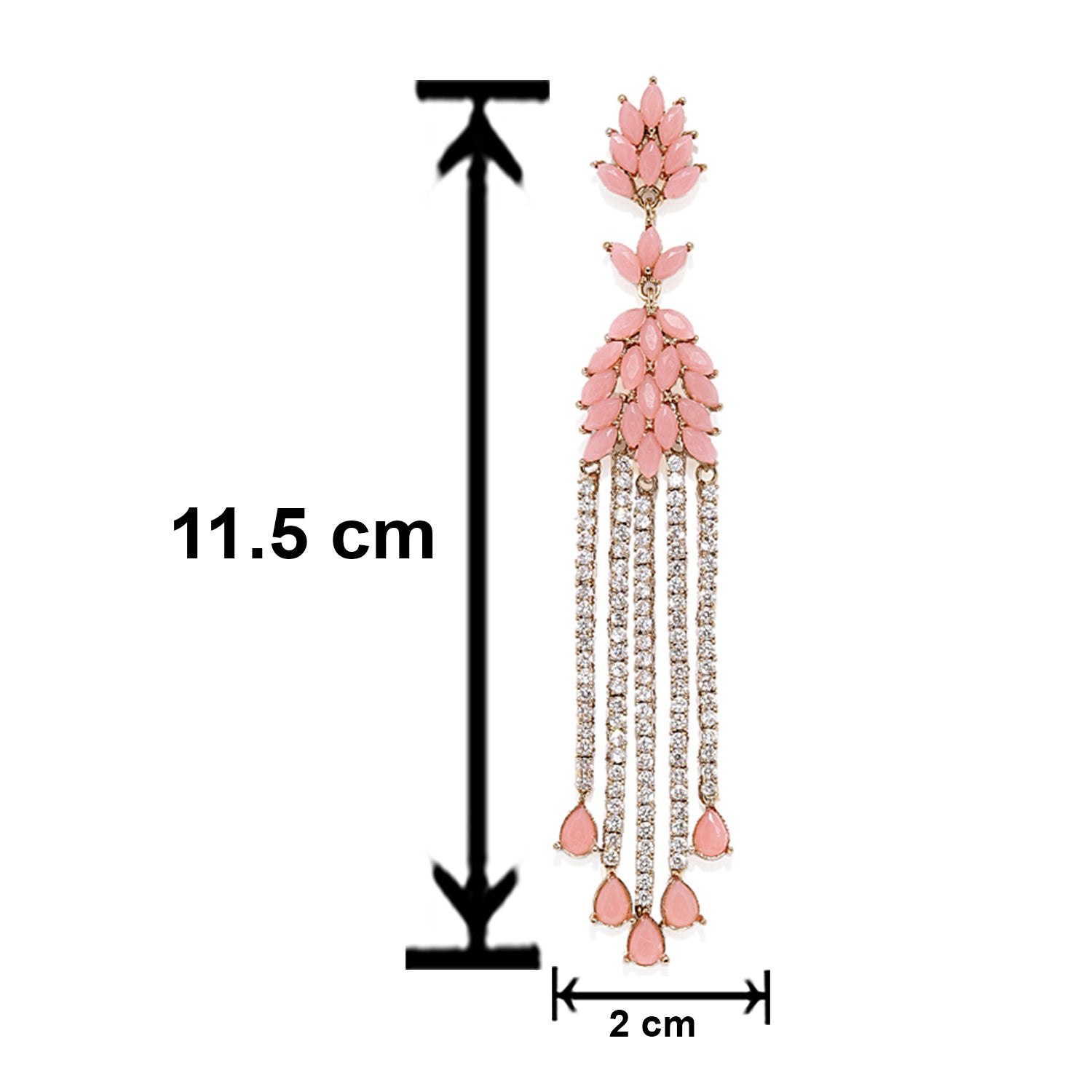 Sparkling carrot pink and white crystals dangler earrings