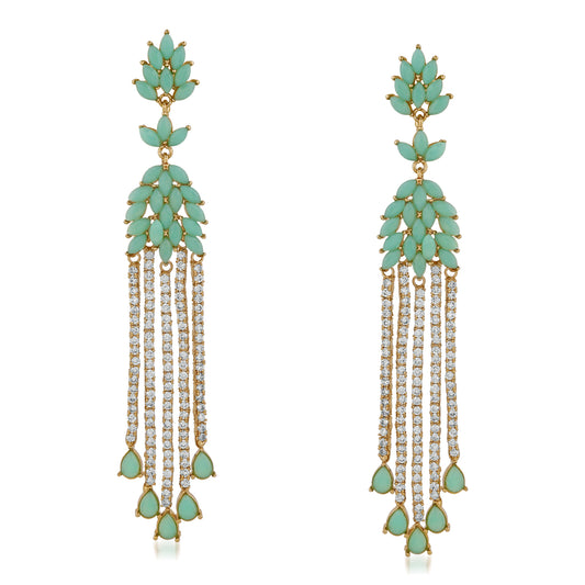 Sparkling carrot green and white crystals dangler earrings