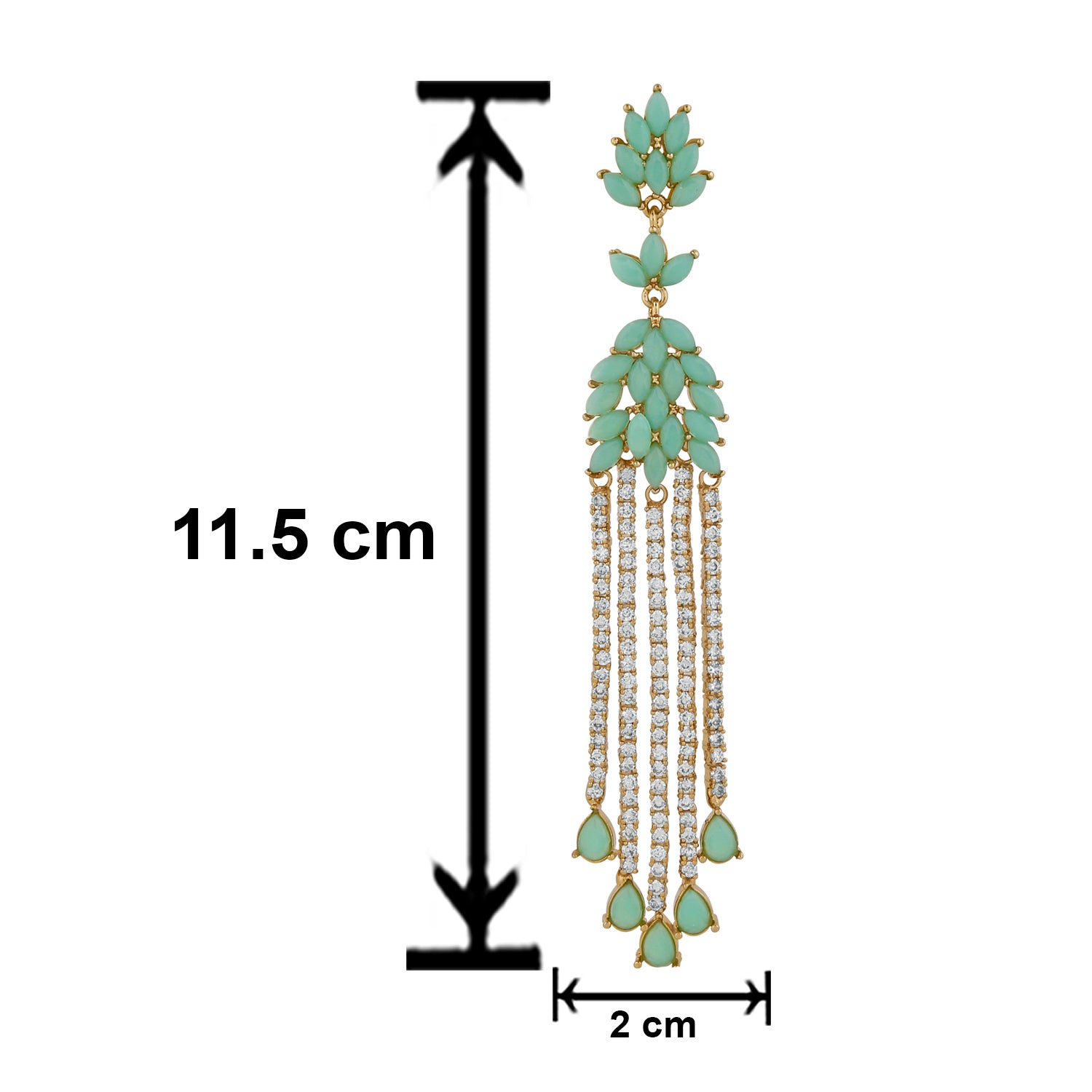 Sparkling carrot green and white crystals dangler earrings