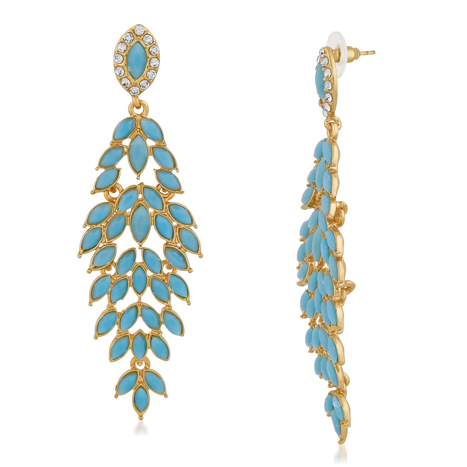 Dazzling marquise carrot blue crystals dangler earrings