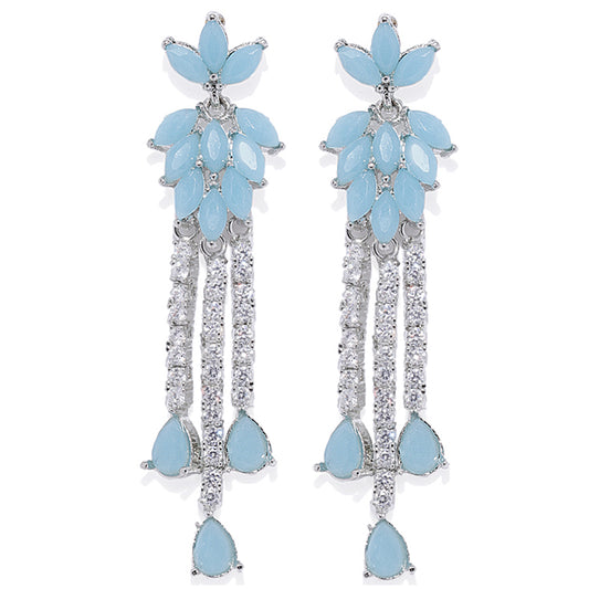 Delightful mint blue crystals dangler earrings