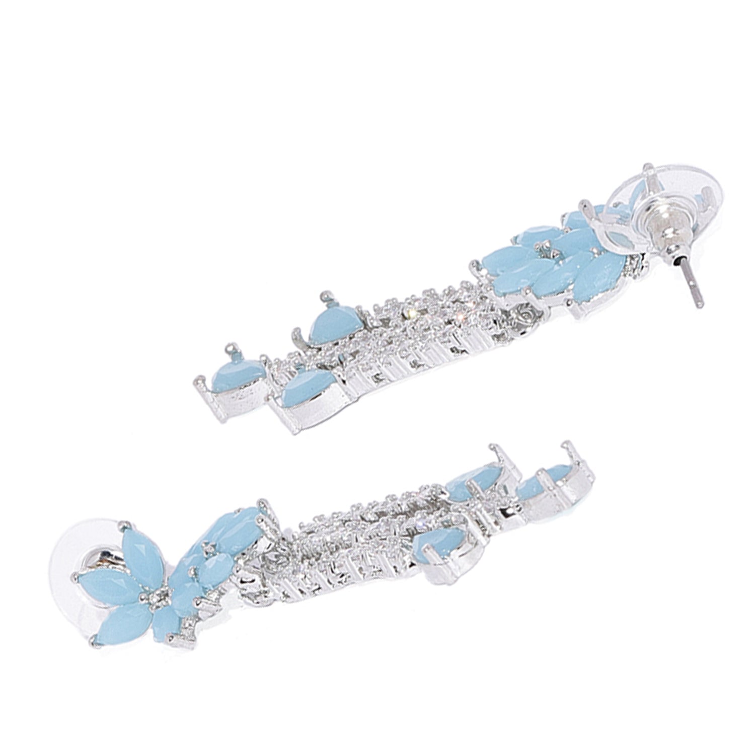 Delightful mint blue crystals dangler earrings