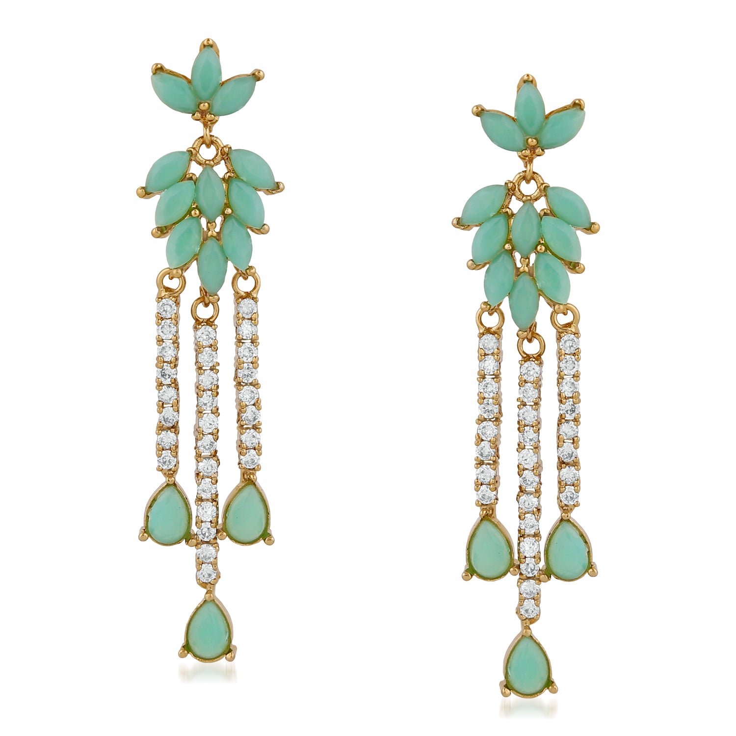 Delightful mint blue crystals dangler earrings