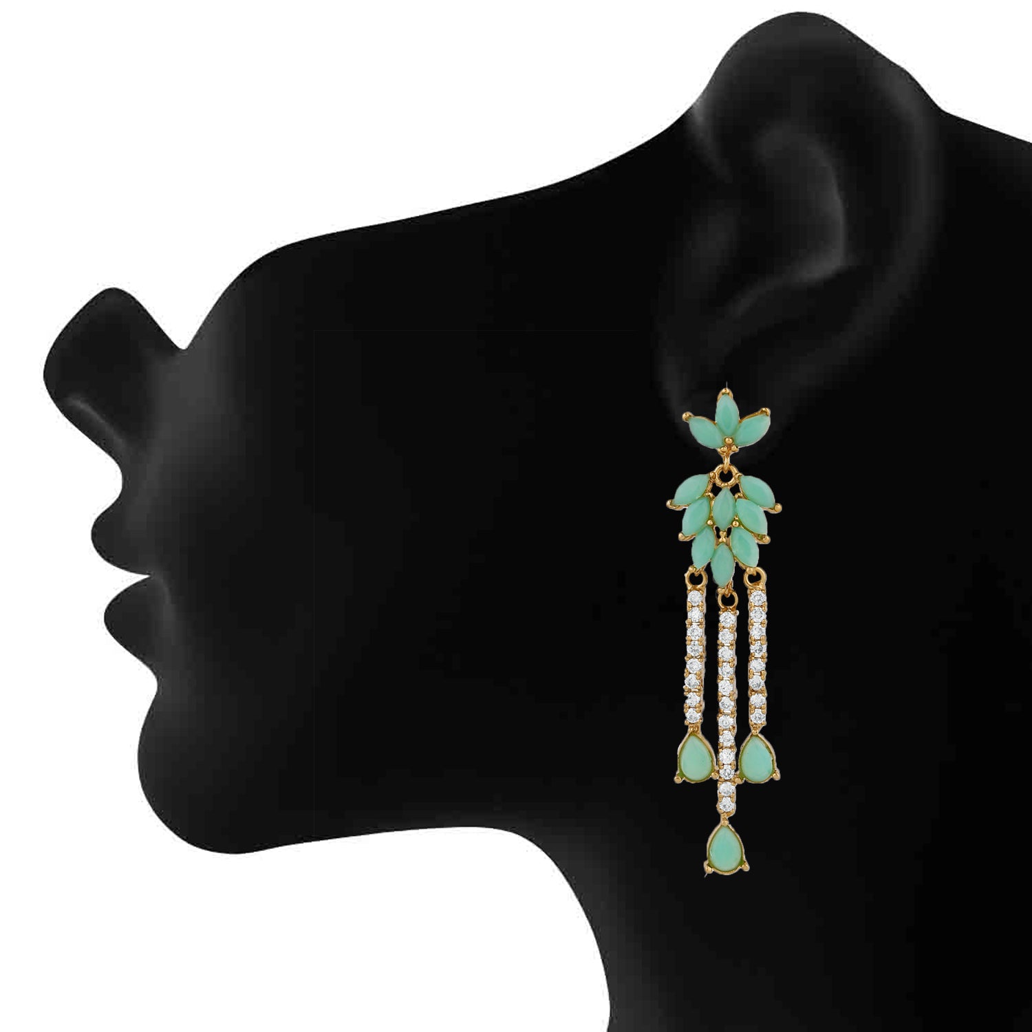 Delightful mint blue crystals dangler earrings