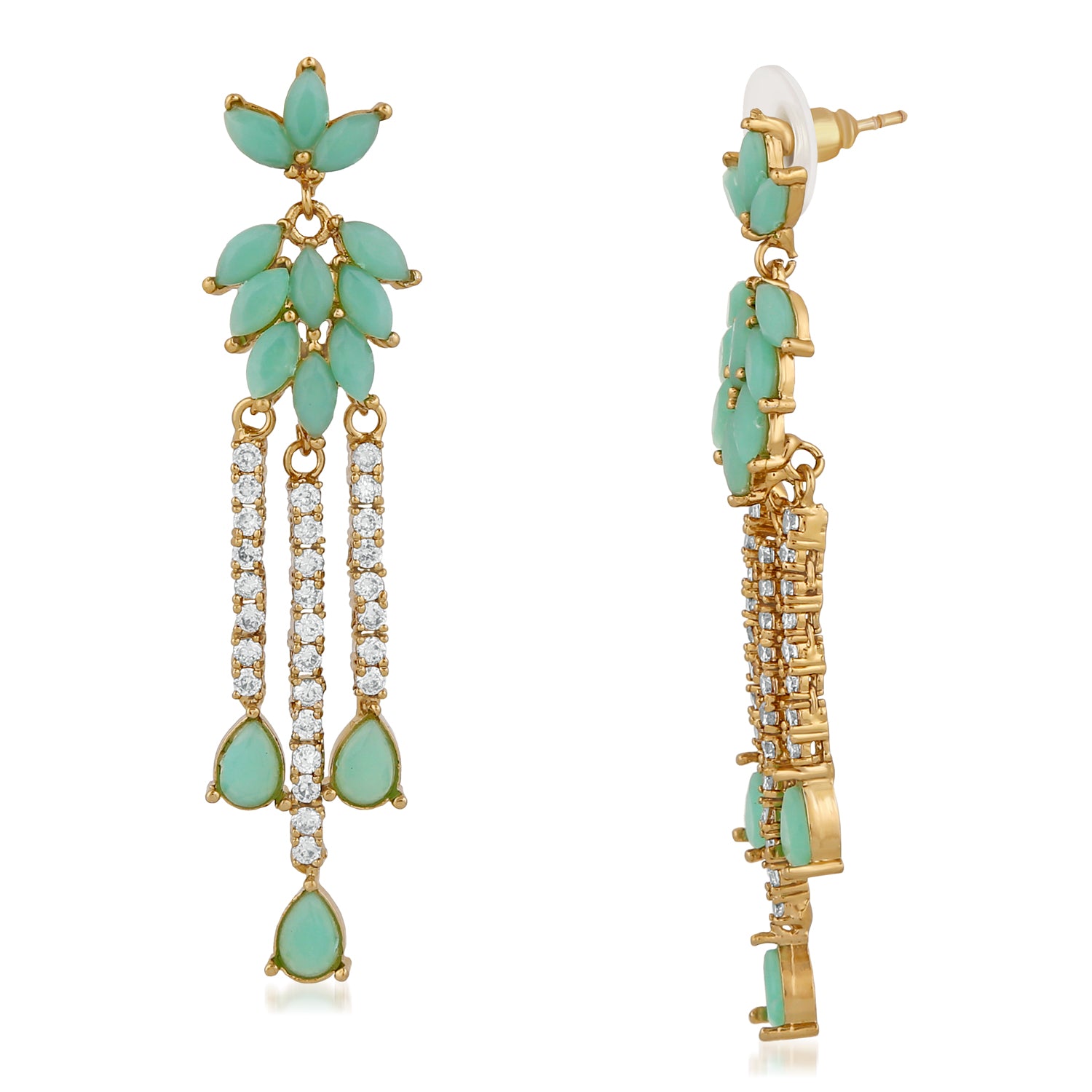 Delightful mint blue crystals dangler earrings