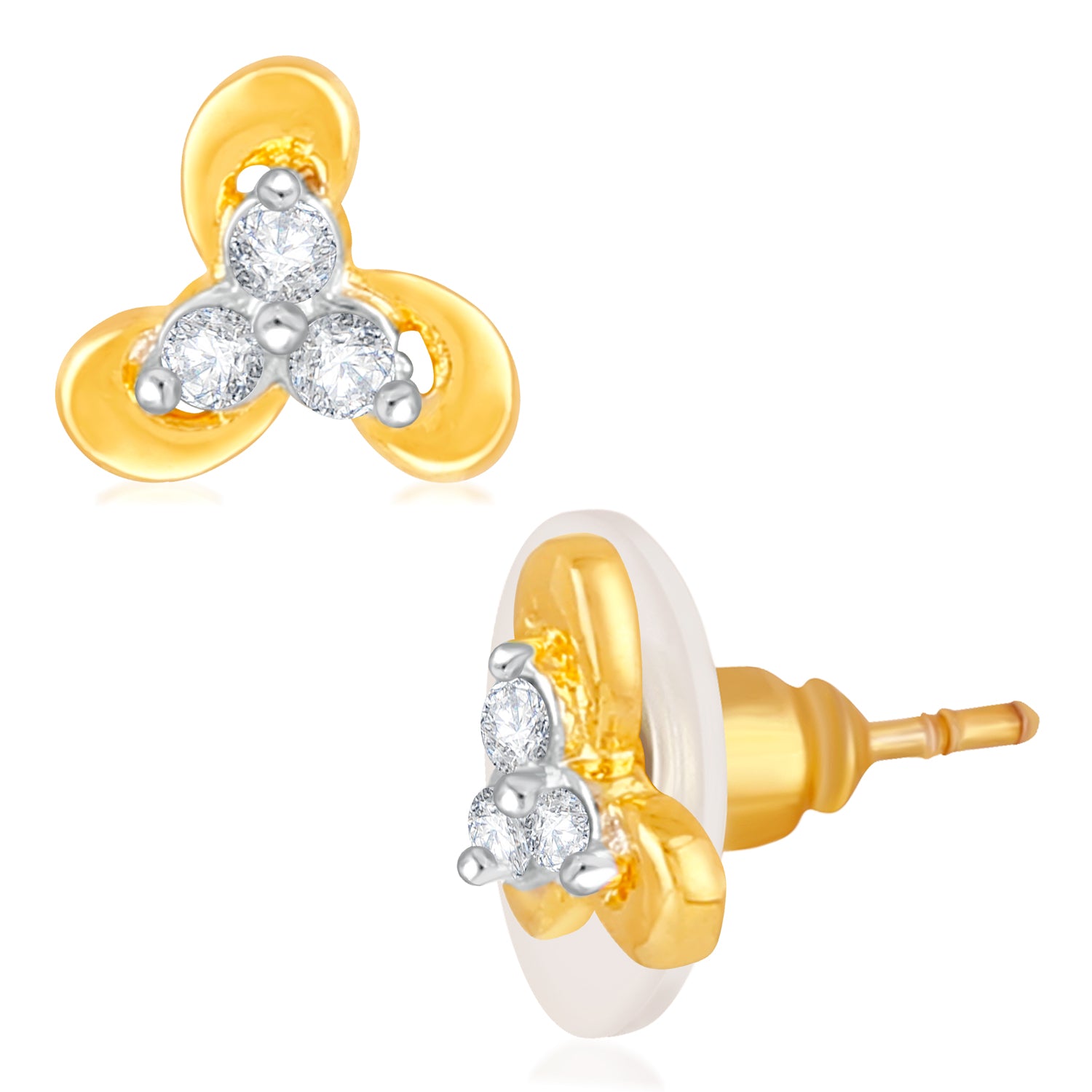 Flowery Design CZ Stud Earrings