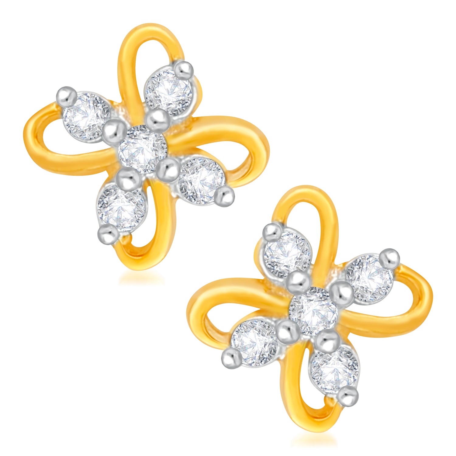 Enchanting Floral Designer Cubic Zirconia Stud Earrings