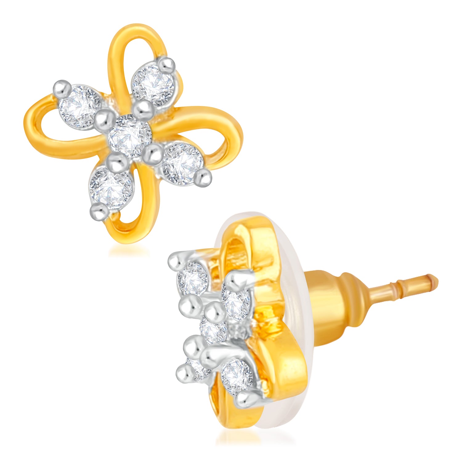 Enchanting Floral Designer Cubic Zirconia Stud Earrings
