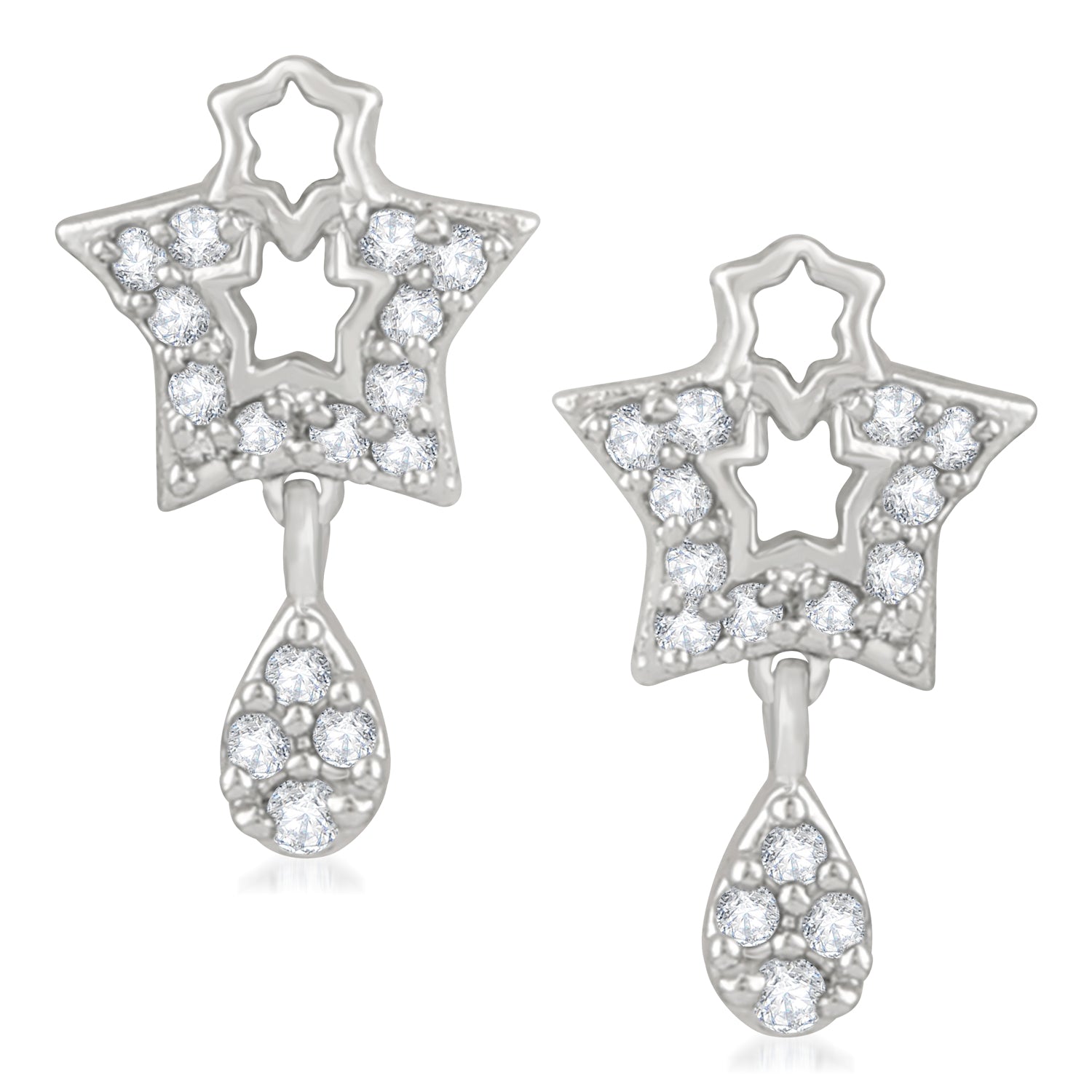Sparkling Stars Cubic Zirconia Drop Earrings