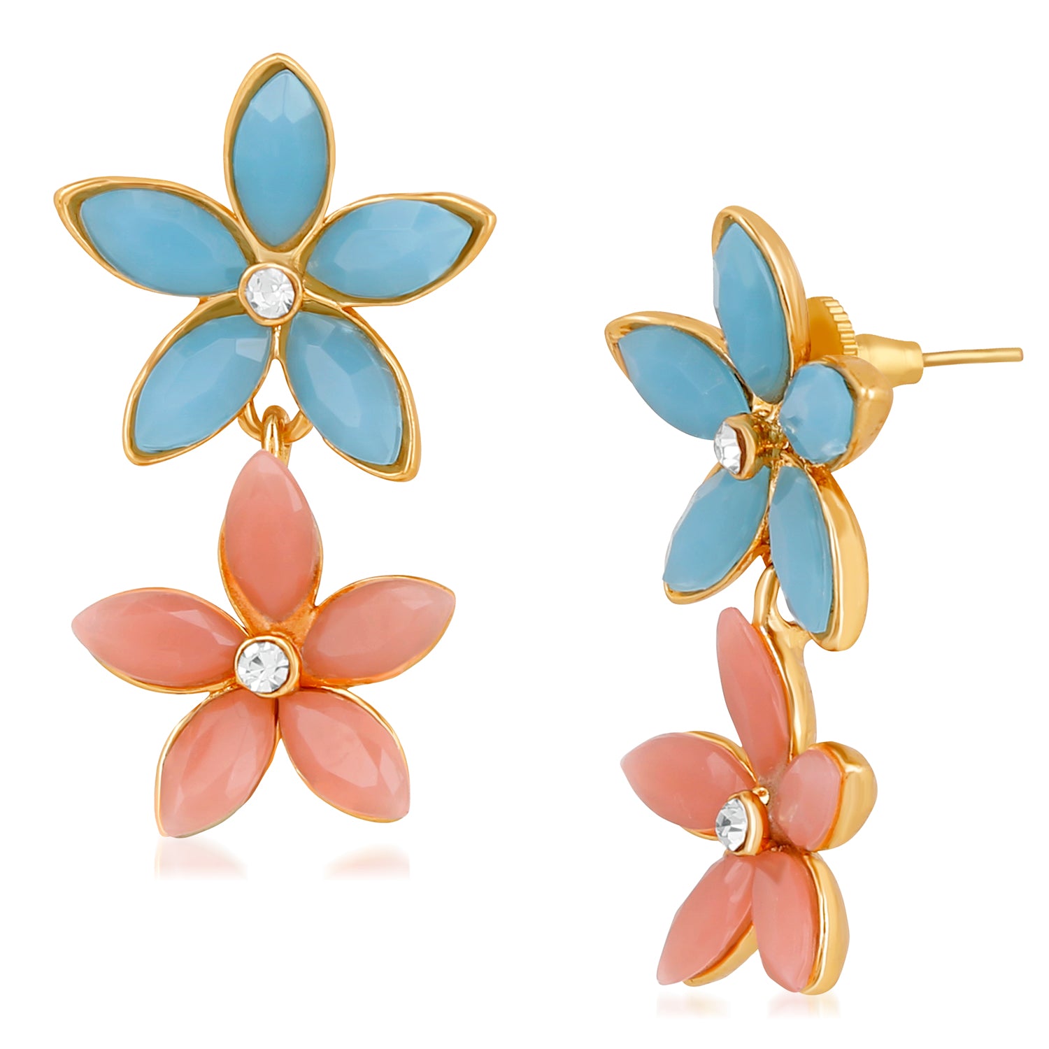 Floral Meenakari Dangler Earrings