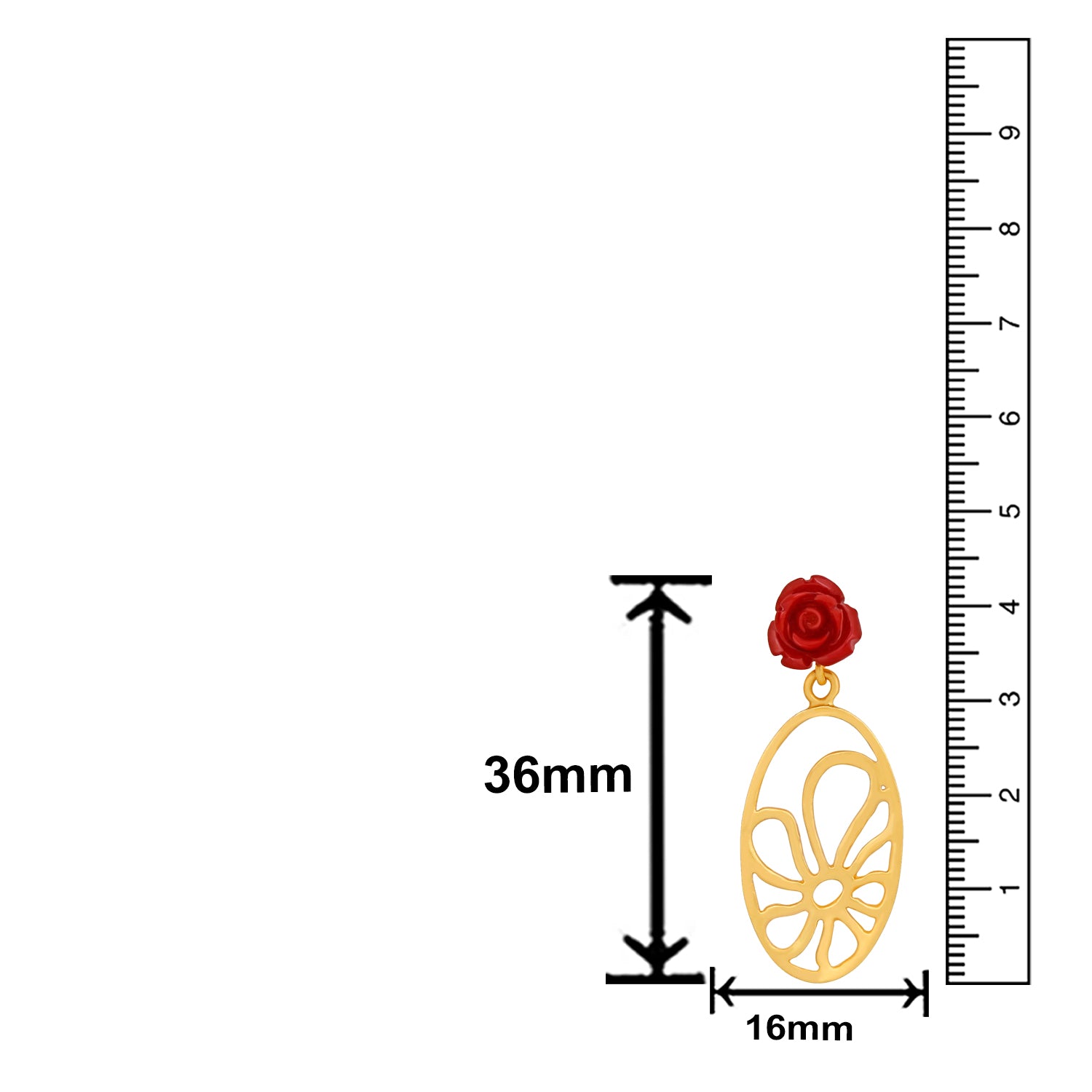 Red Rose Love Long Dangler Earrings