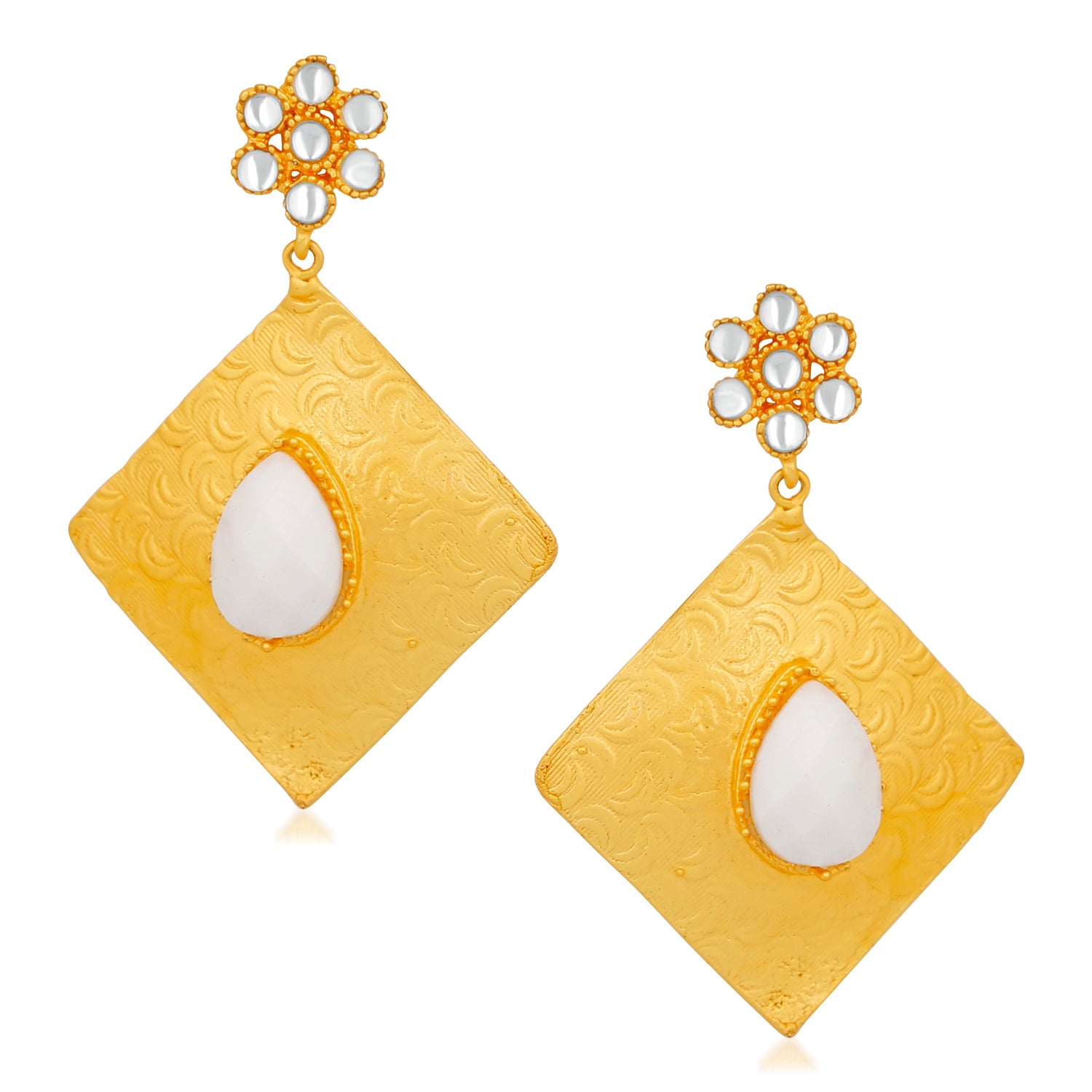 Geometric Designer Love Crystal Dangler Earrings