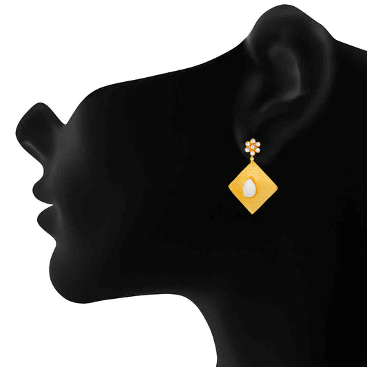 Geometric Designer Love Crystal Dangler Earrings