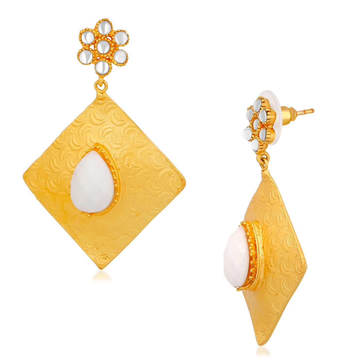 Geometric Designer Love Crystal Dangler Earrings