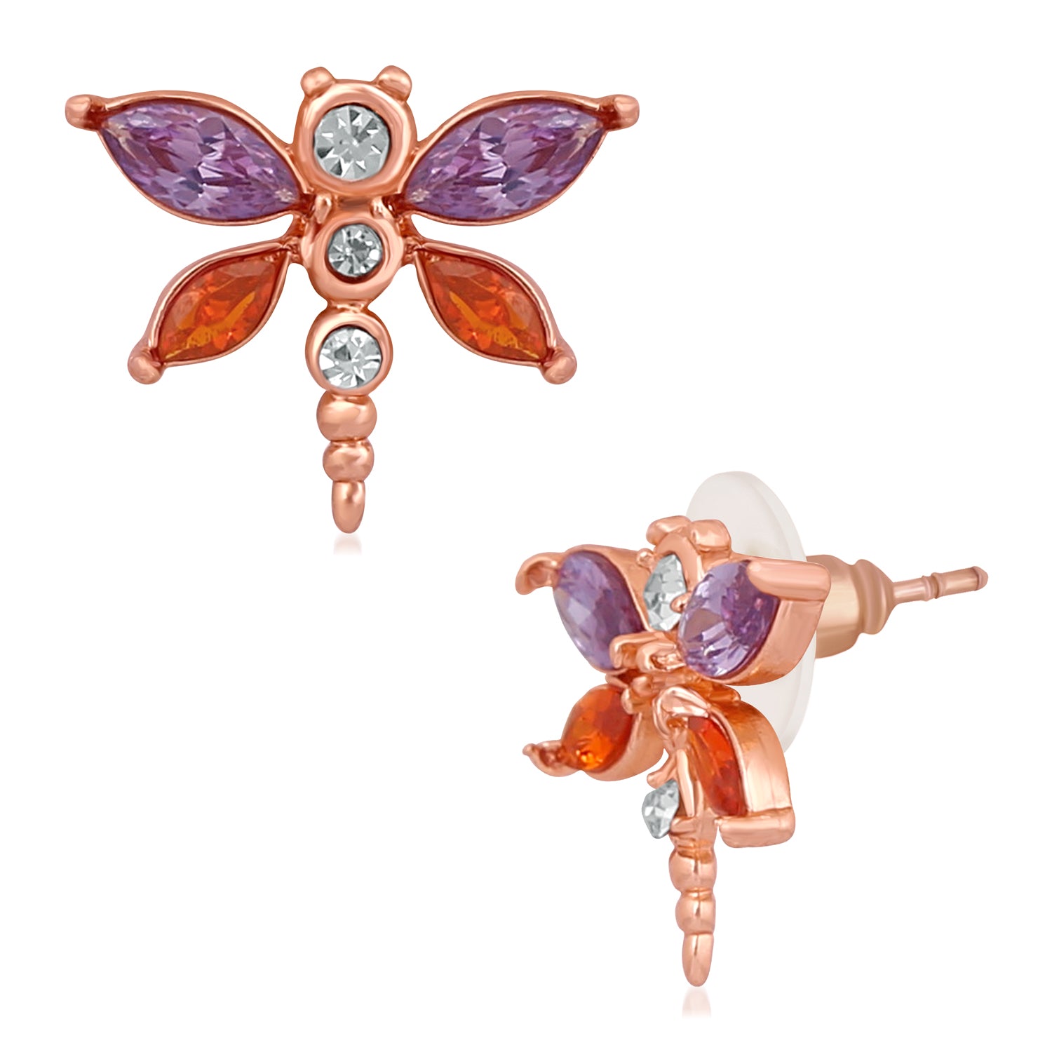 Butterfly inspired multicolour Cubic Zirconia Stud Earrings