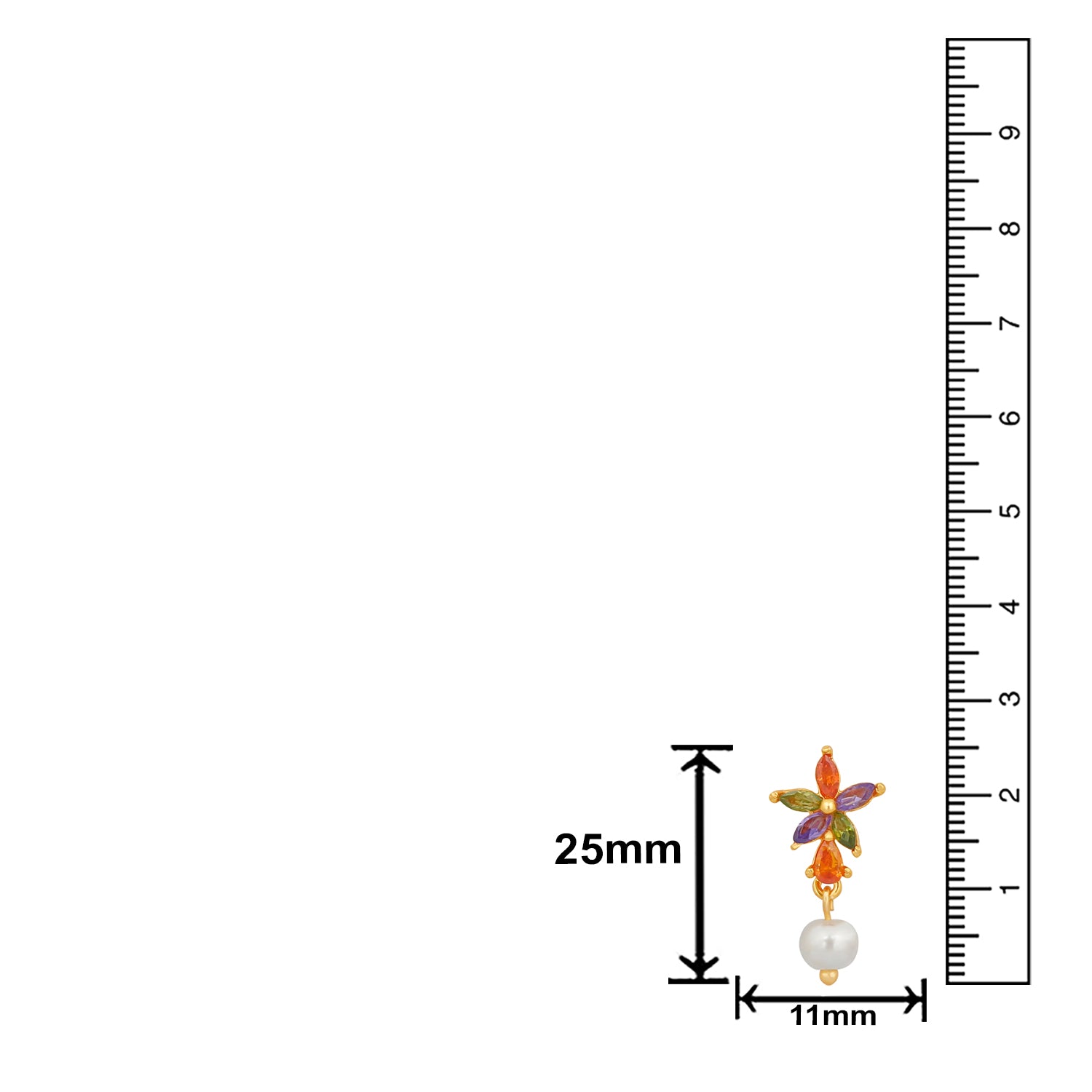 Floral inspired multicolour Cubic Zirconia Dangler Earrings