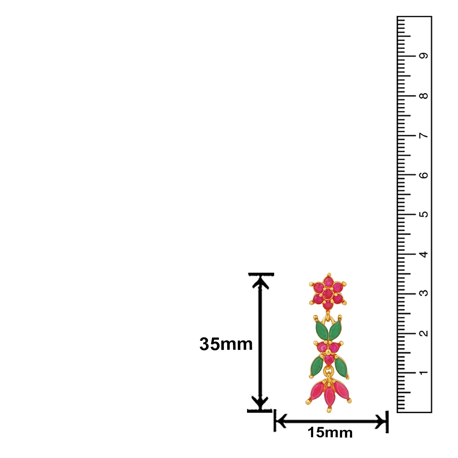 Floral Designer Long Crystal Dangler Earrings