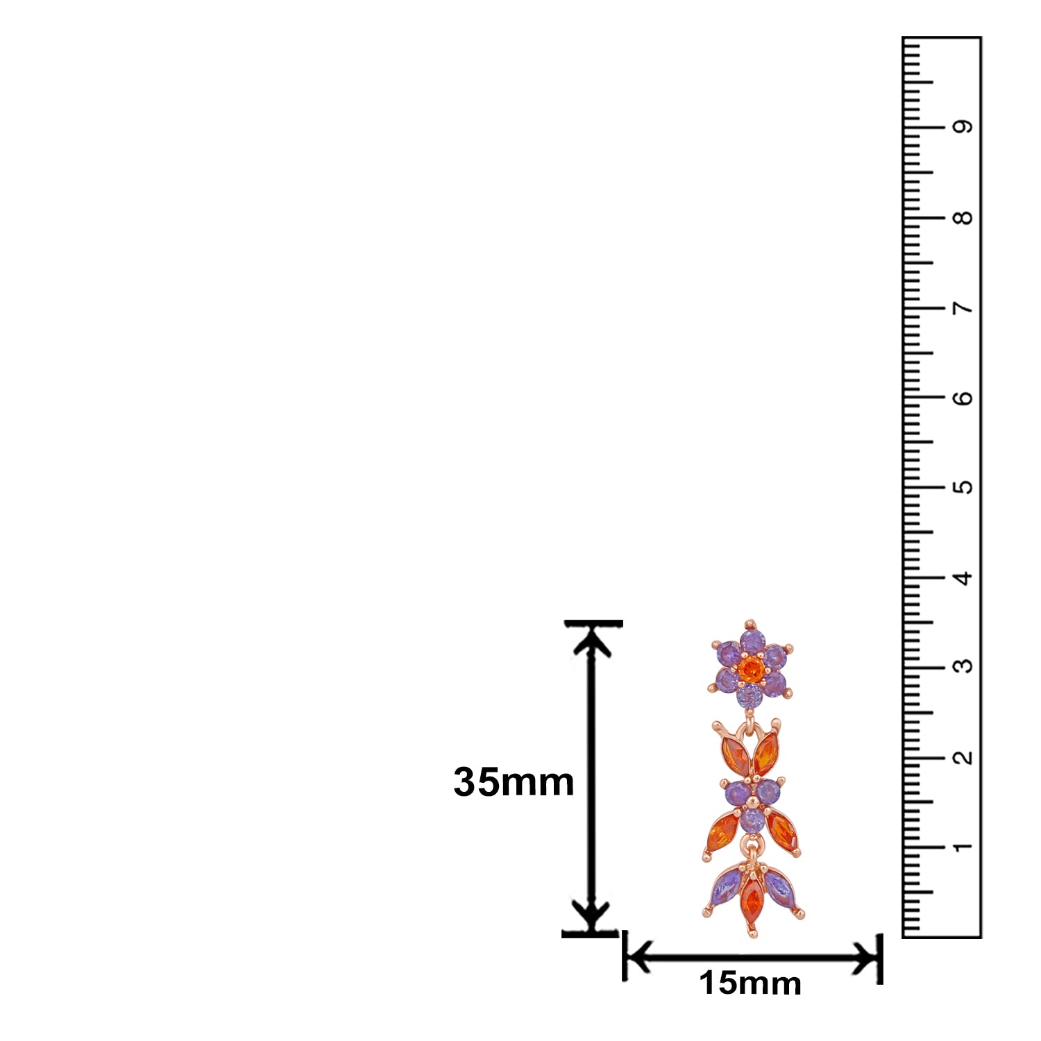 Floral Designer Long Crystal Dangler Earrings