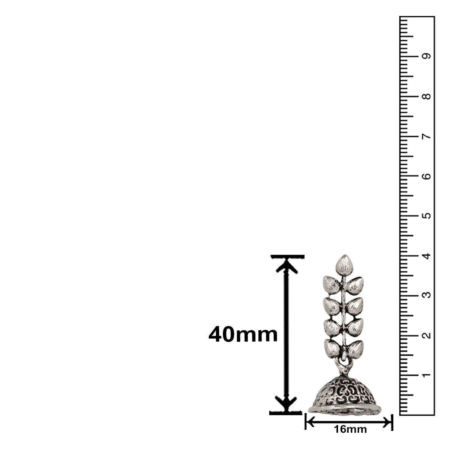 Leaf Shape Silver Oxidized Traditional Small Dangle Jhumka Earrings